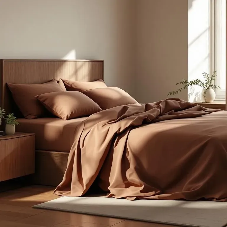 Qua Home Soho 200 TC Pamuk Perkal King Size Nevresim Kahverengi