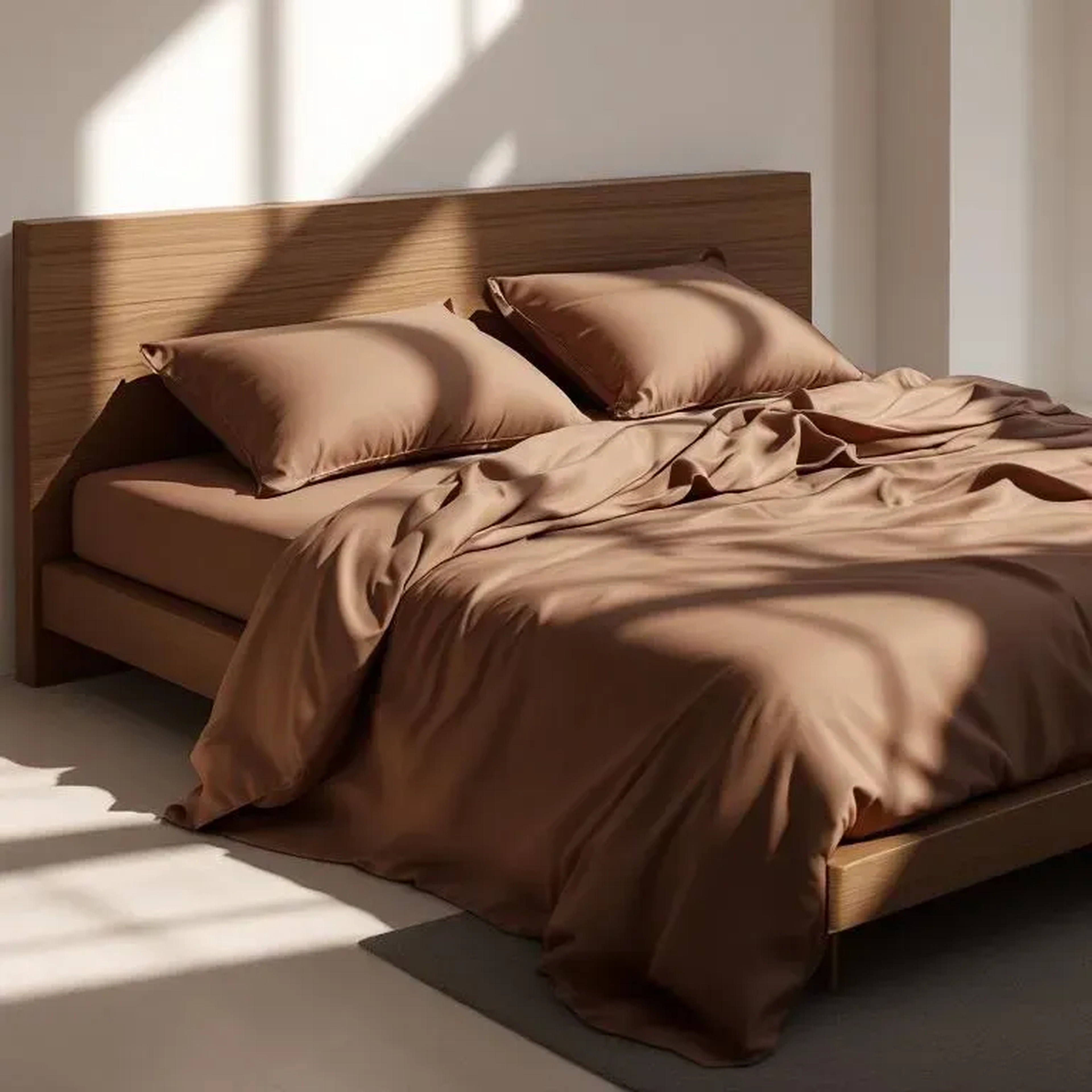 Qua Home Soho 200 TC Pamuk Perkal King Size Nevresim Kahverengi