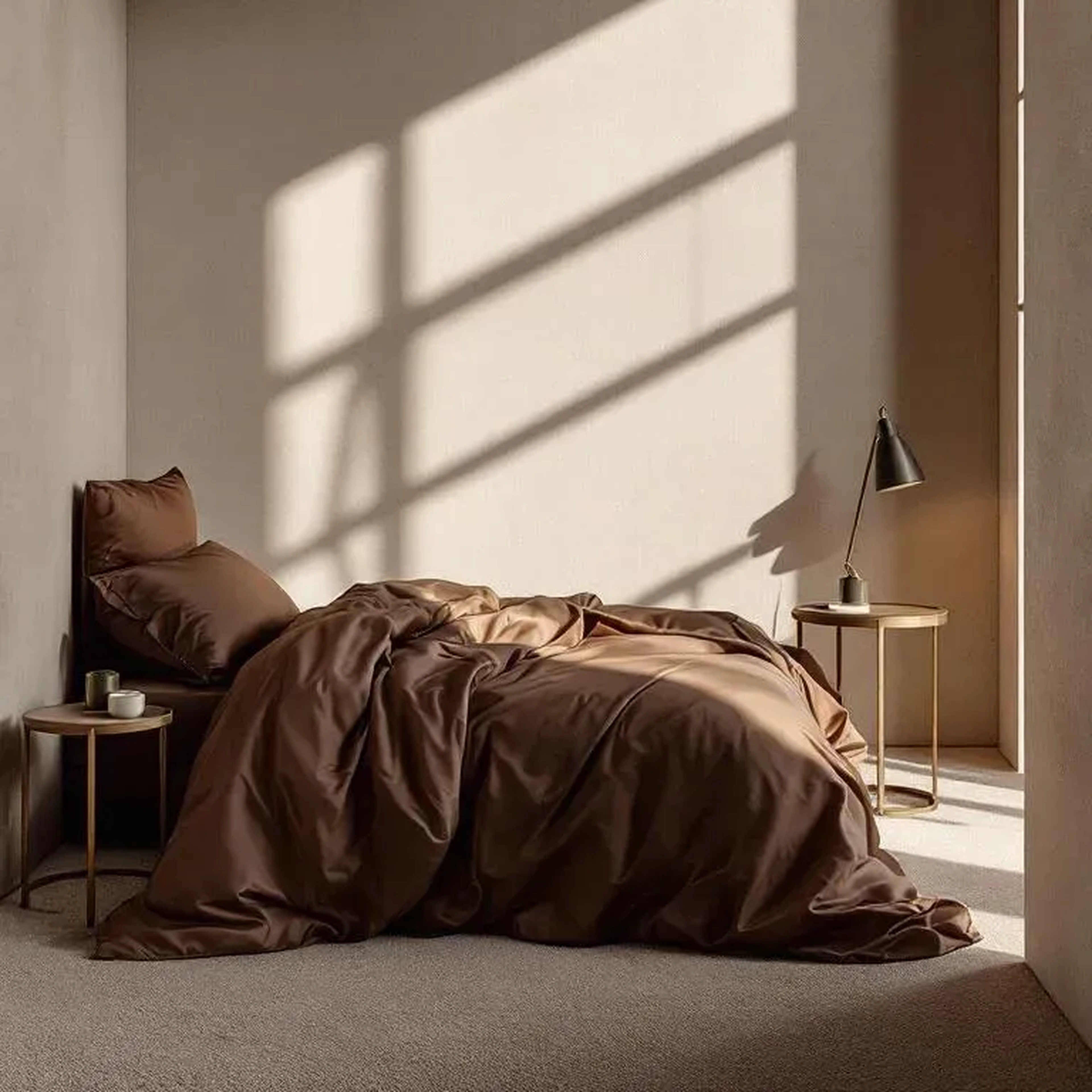 Qua Home Soho 200 TC Pamuk Perkal Tek Kişilik Nevresim Kahverengi