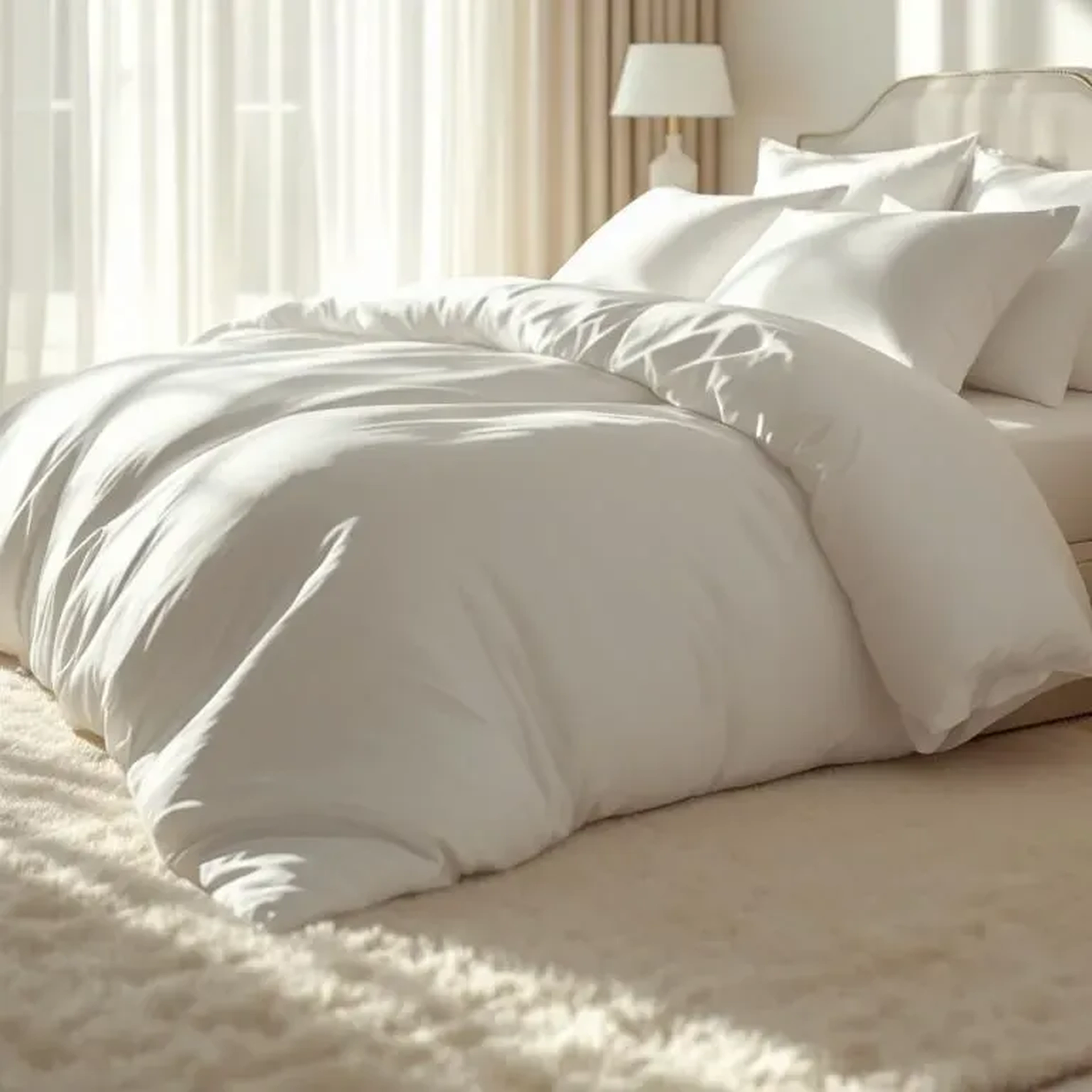 Qua Home Odin 300 TC Pamuk Saten Çift Kişilik Nevresim Beyaz