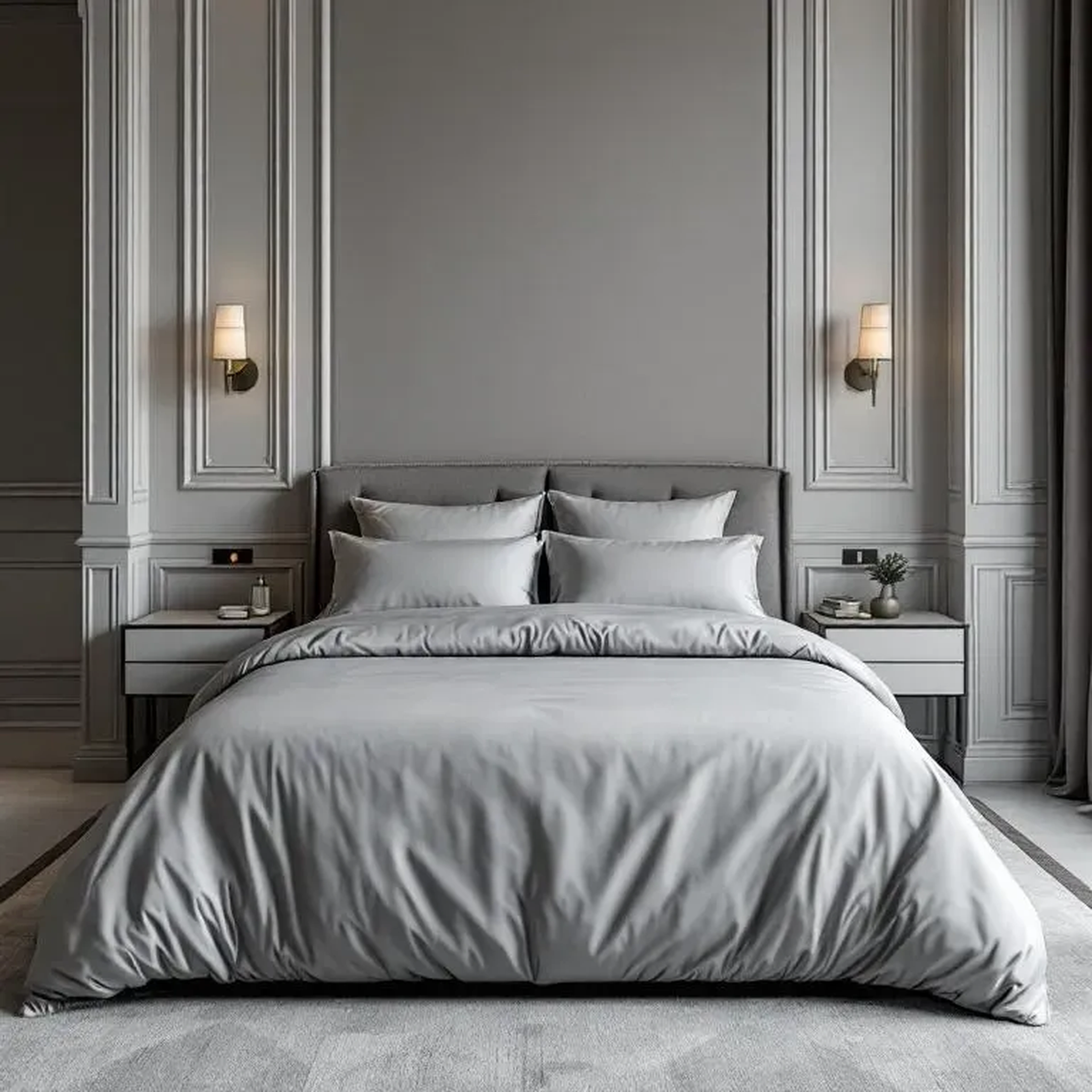 Qua Home Soho 200 TC Pamuk Perkal Çift Kişilik Nevresim Gri