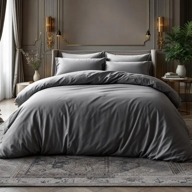 Qua Home Odin 300 TC Pamuk Saten Çift Kişilik Nevresim Seti Antrasit