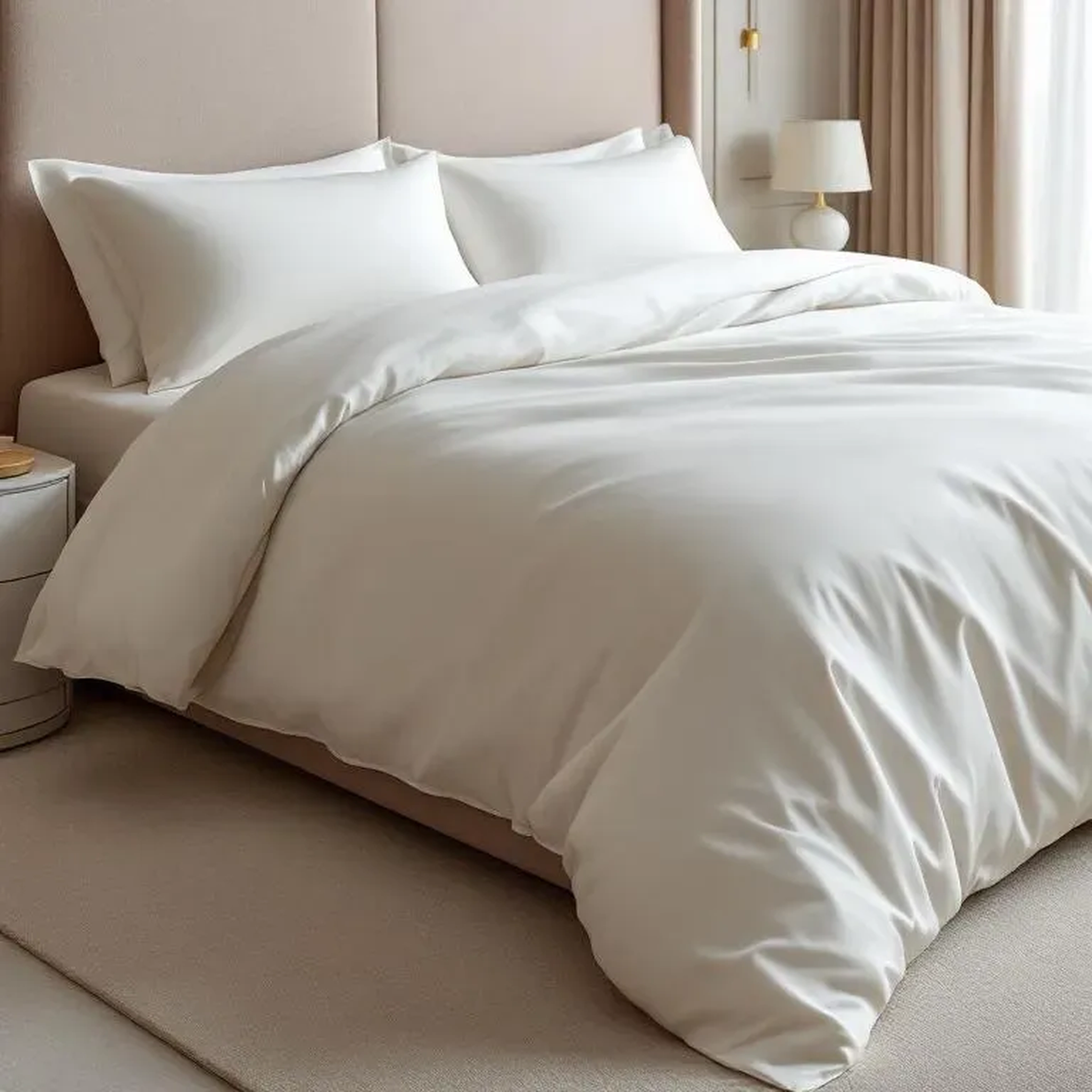 Qua Home Odin 300 TC Pamuk Saten Çift Kişilik Nevresim Seti Ekru