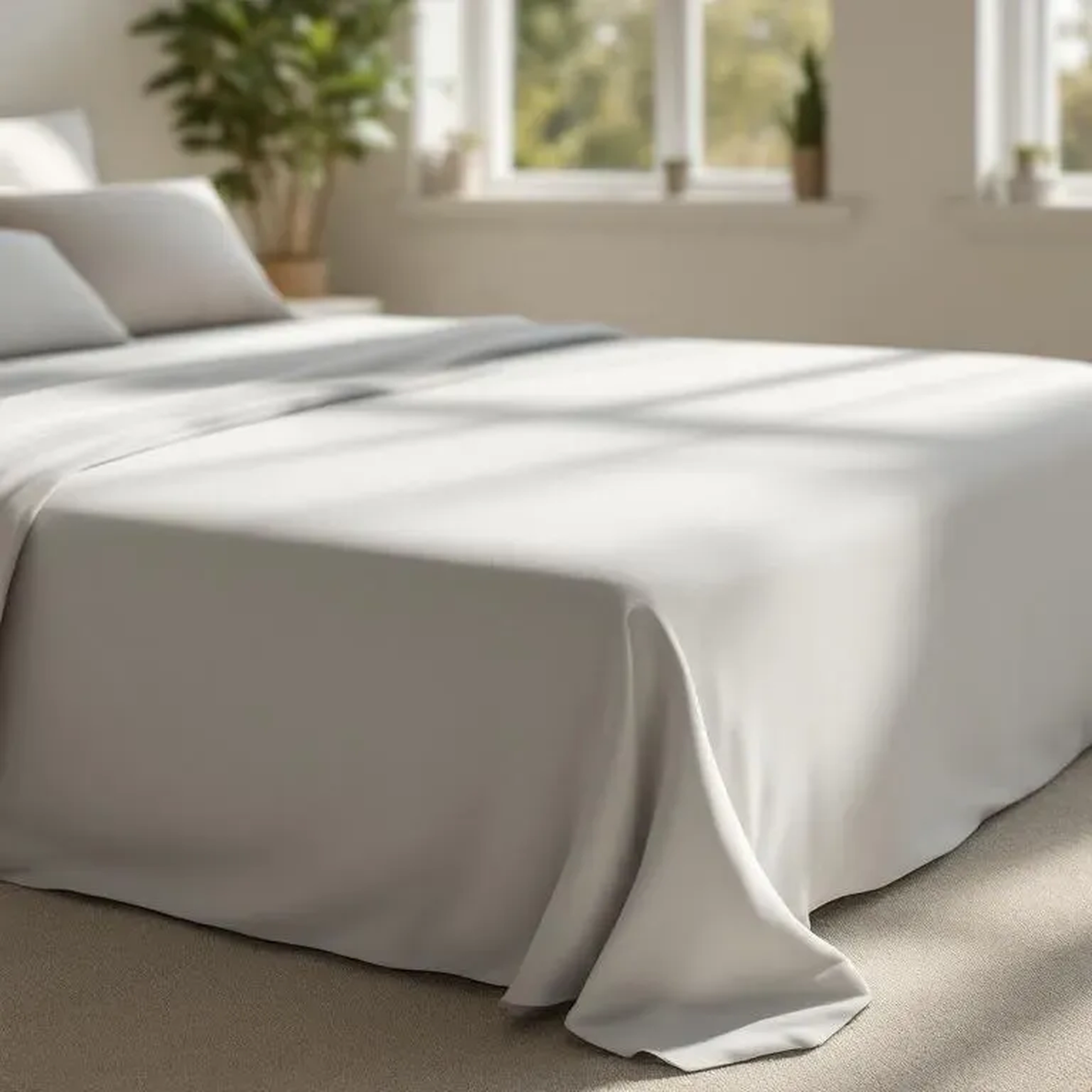 Qua Home Odin 300 TC Pamuk Saten King Size Çarşaf Taş