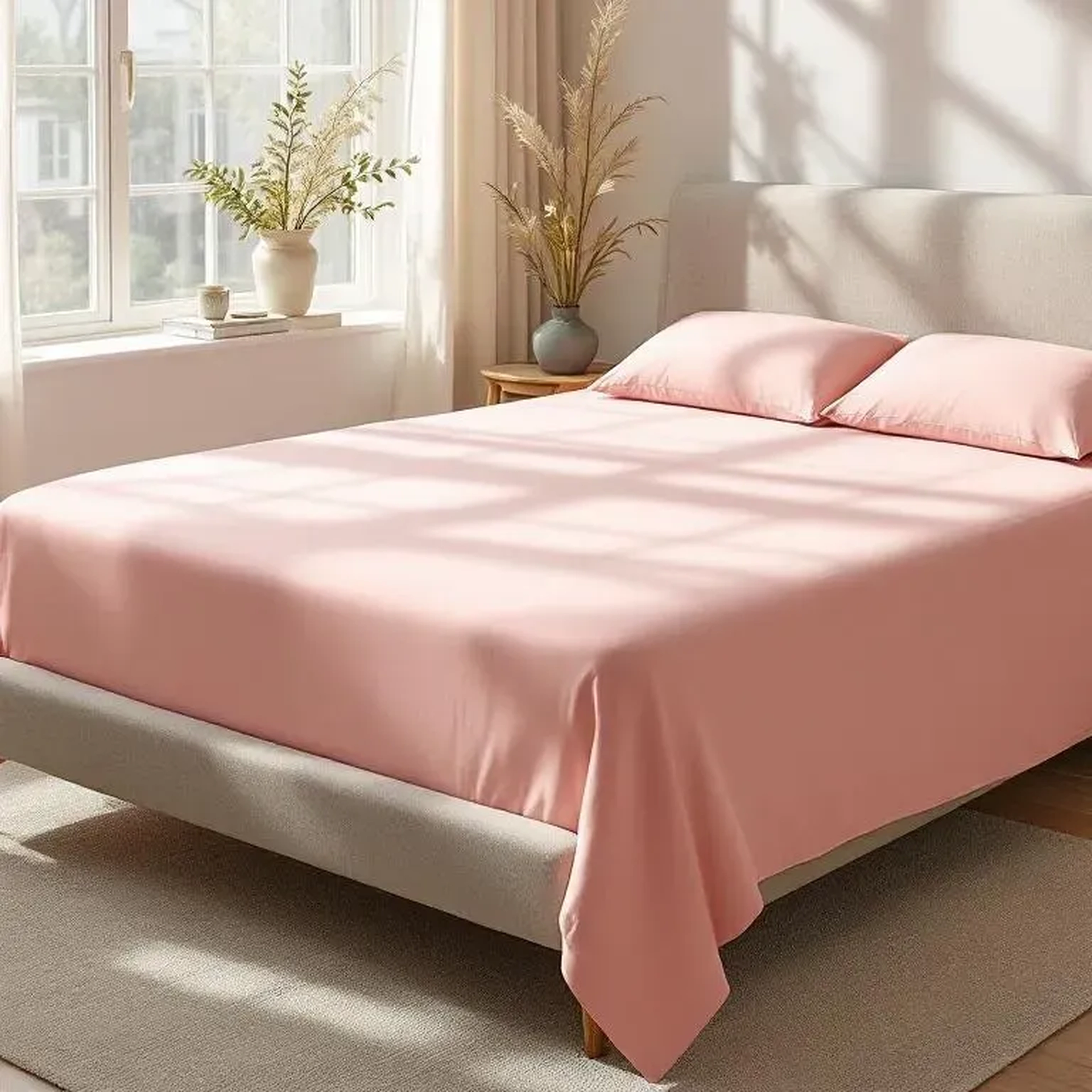 Qua Home Soho 200 TC Pamuk Perkal King Size Çarşaf Pembe