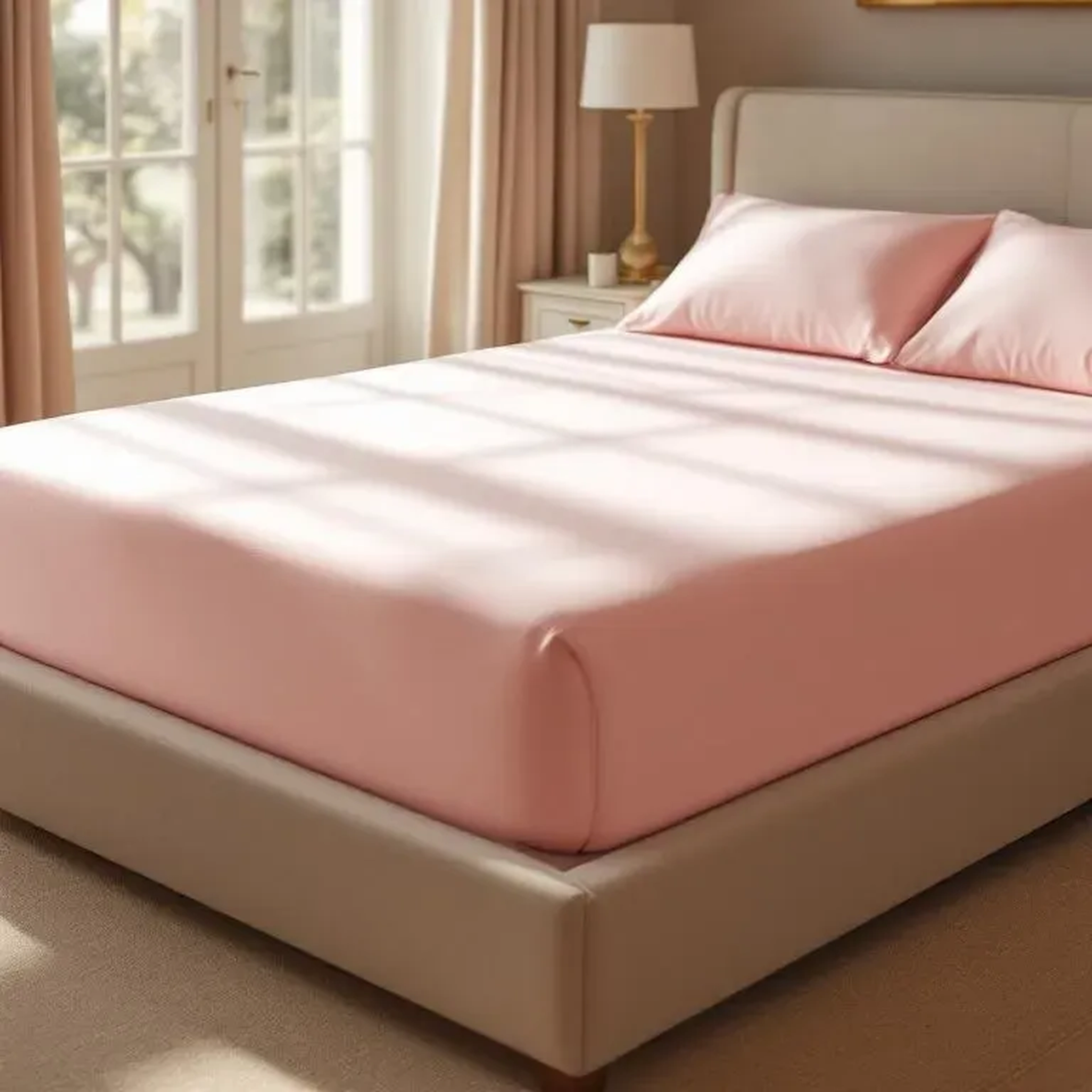 Qua Home Soho 200 TC Pamuk Perkal King Size Çarşaf Pembe