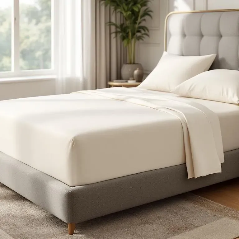 Qua Home Odin 300 TC Pamuk Saten King Size Çarşaf Ekru