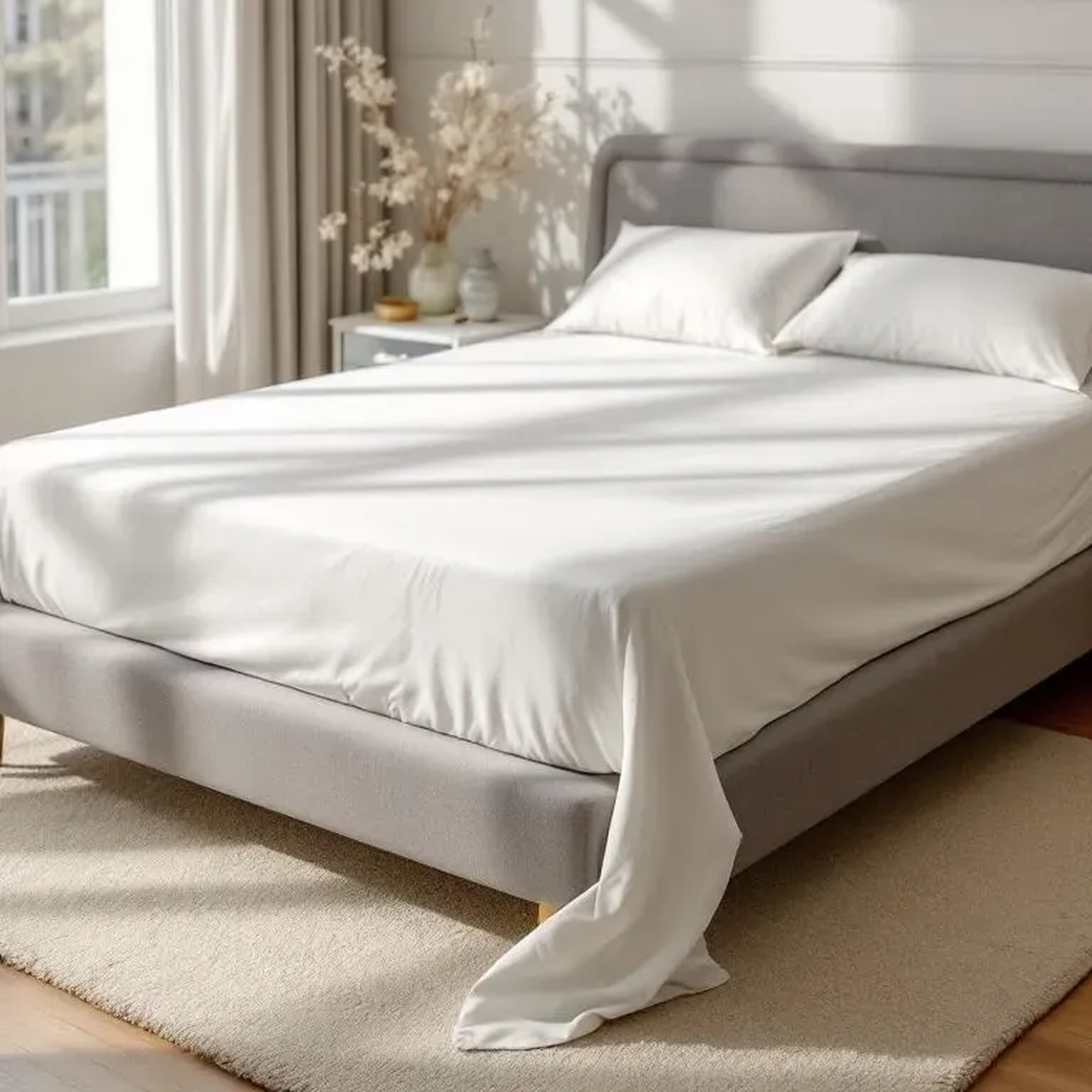 Qua Home Soho 200 TC Pamuk Perkal King Size Çarşaf Beyaz