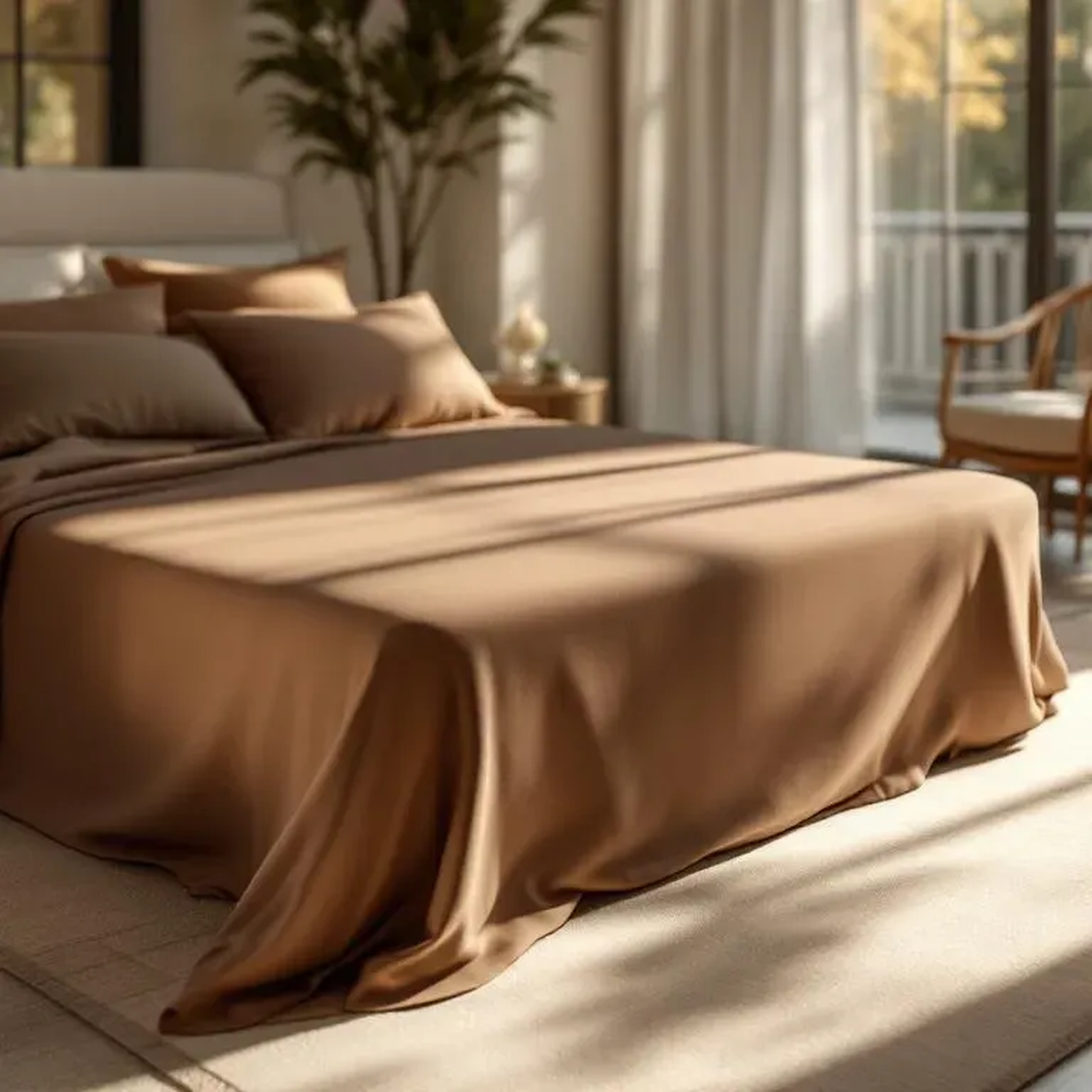 Qua Home Soho 200 TC Pamuk Perkal King Size Çarşaf Kahverengi