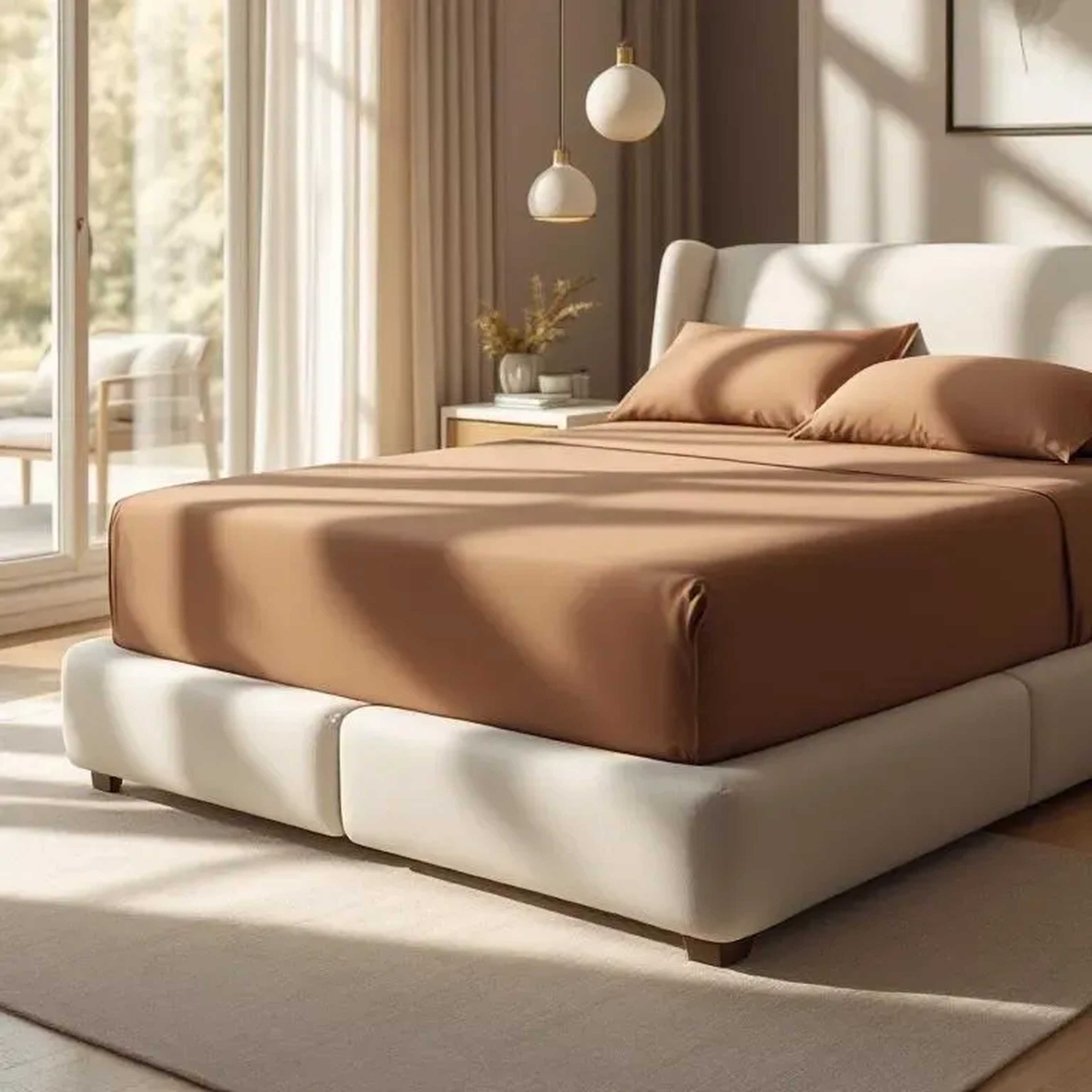 Qua Home Soho 200 TC Pamuk Perkal King Size Çarşaf Kahverengi