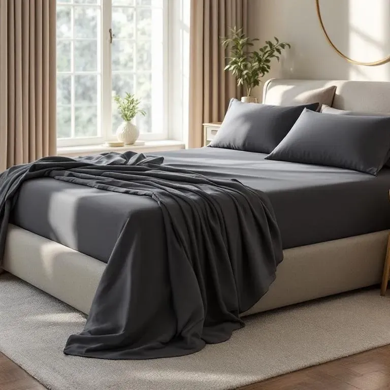 Qua Home Odin 300 TC Pamuk Saten King Size Çarşaf Antrasit