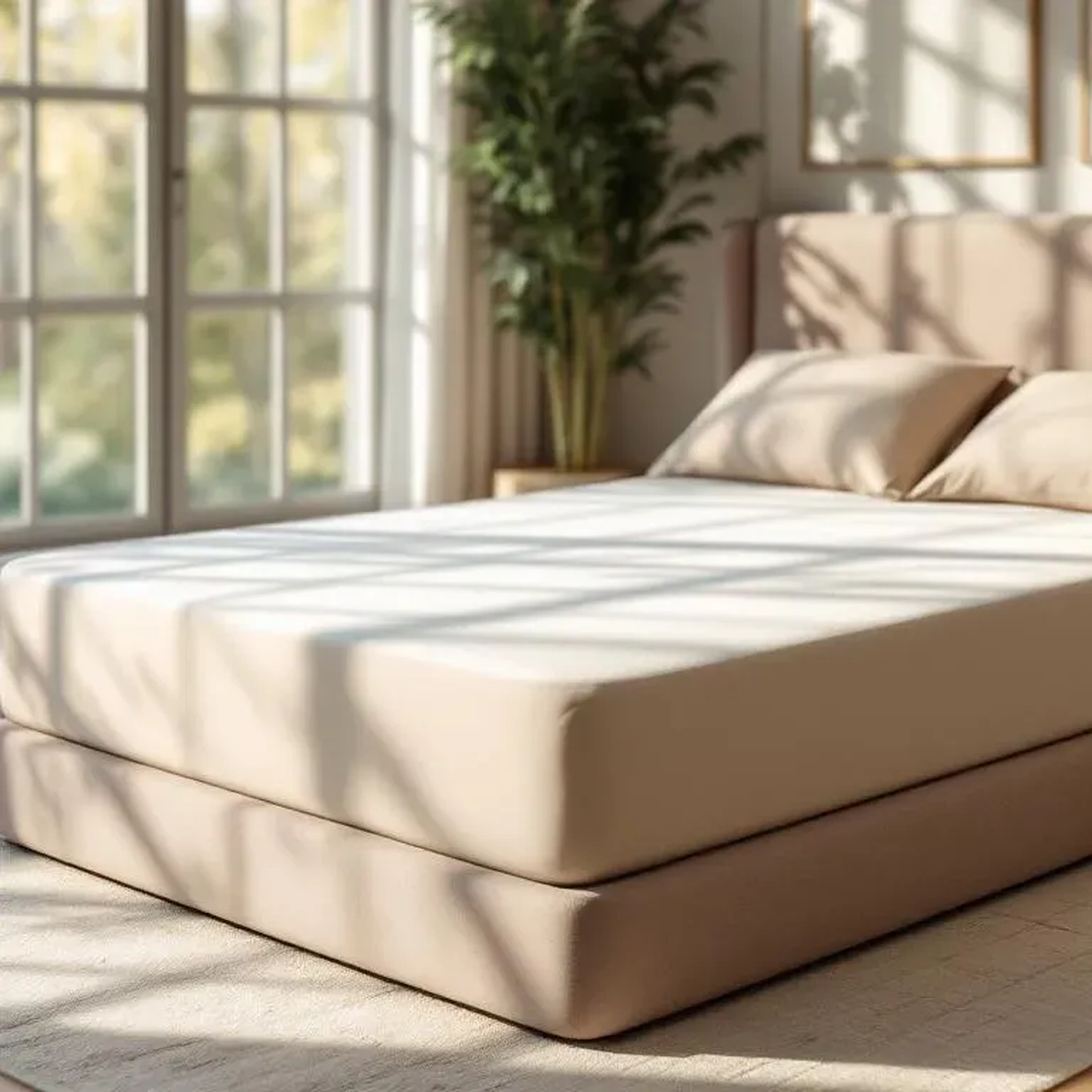 Qua Home Soho 200 TC Pamuk Perkal Çift Kişilik Lastikli Çarşaf Bej