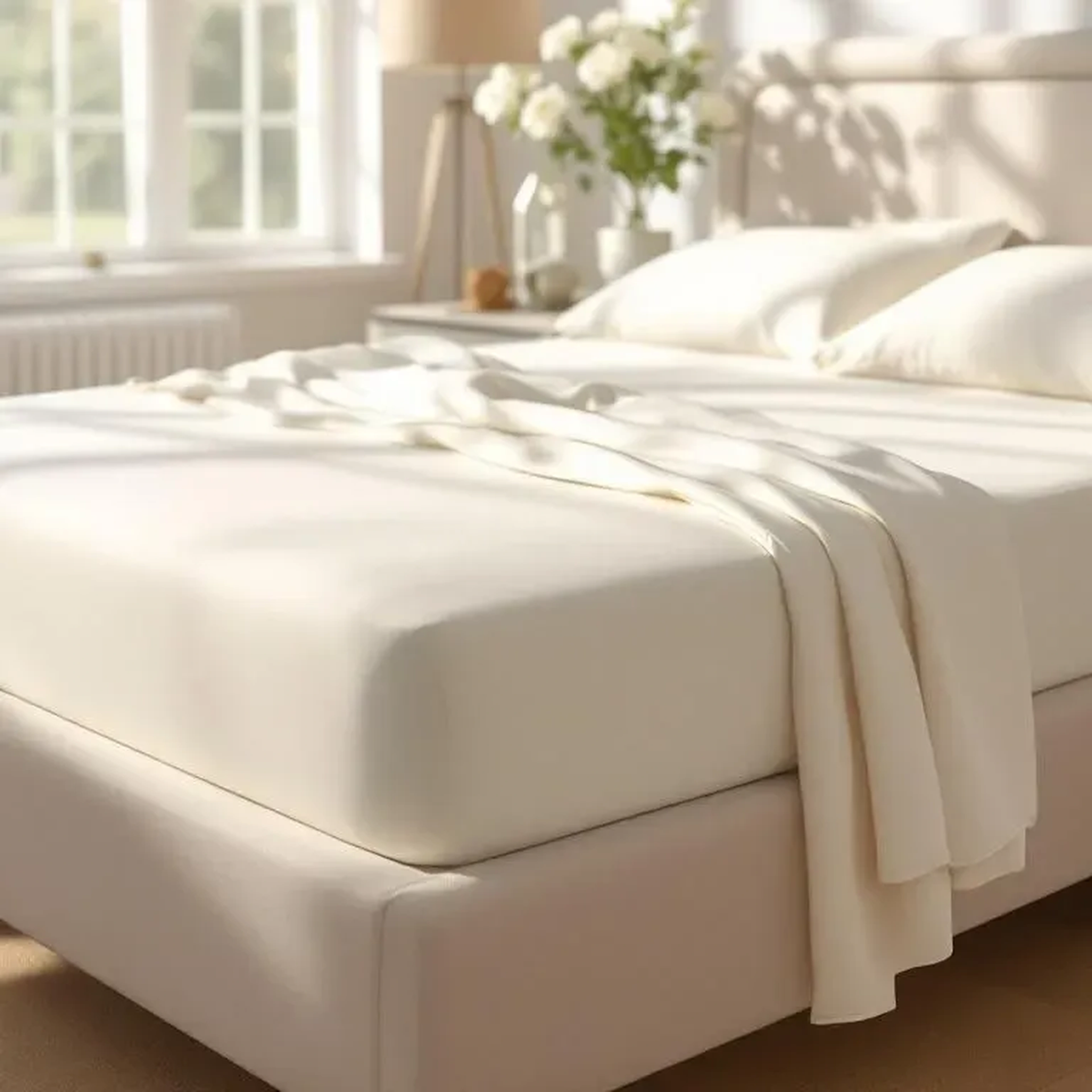 Qua Home Odin 300 TC Pamuk Saten Çift Kişilik Lastikli Çarşaf Ekru