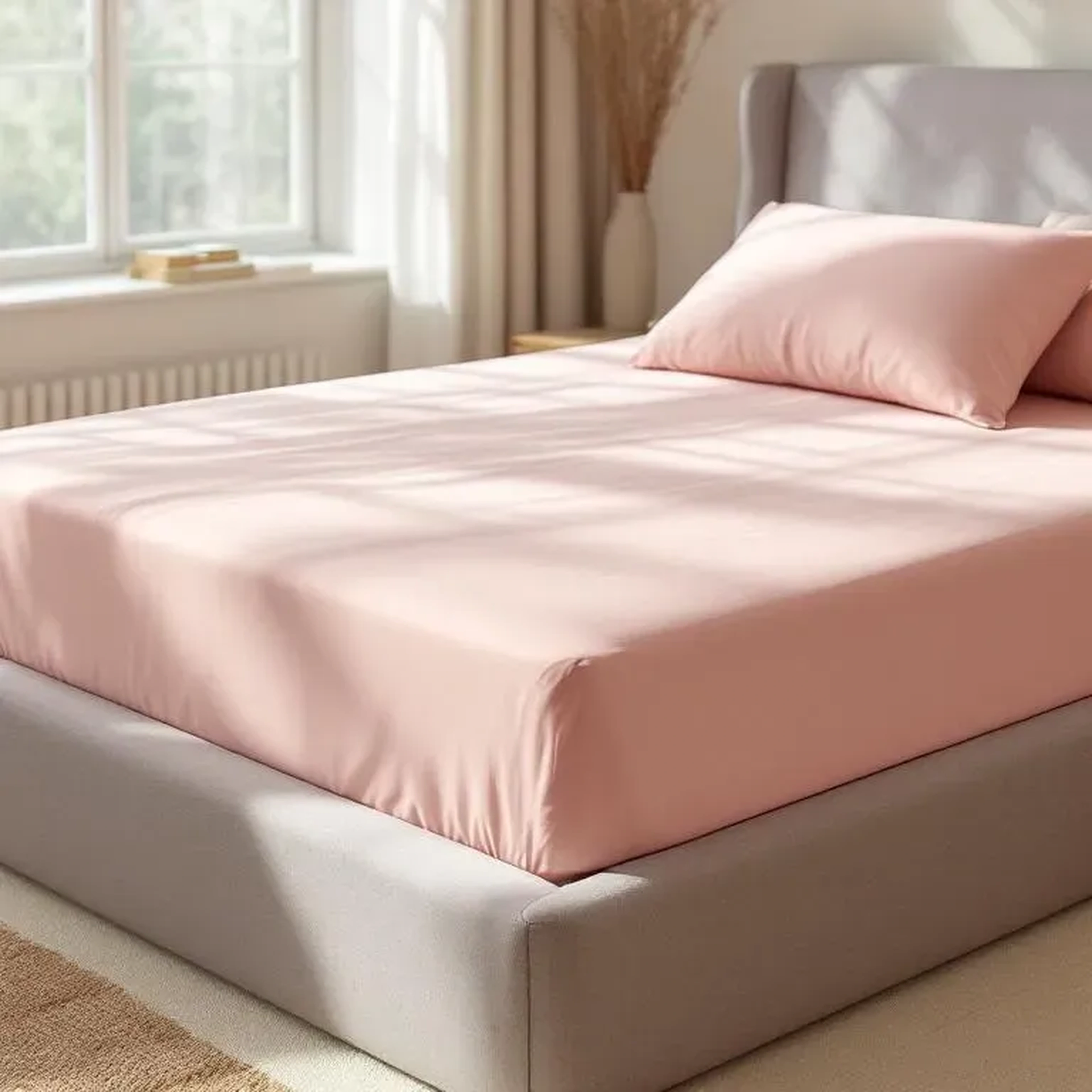 Qua Home Soho 200 TC Pamuk Perkal Çift Kişilik Lastikli Çarşaf Pembe