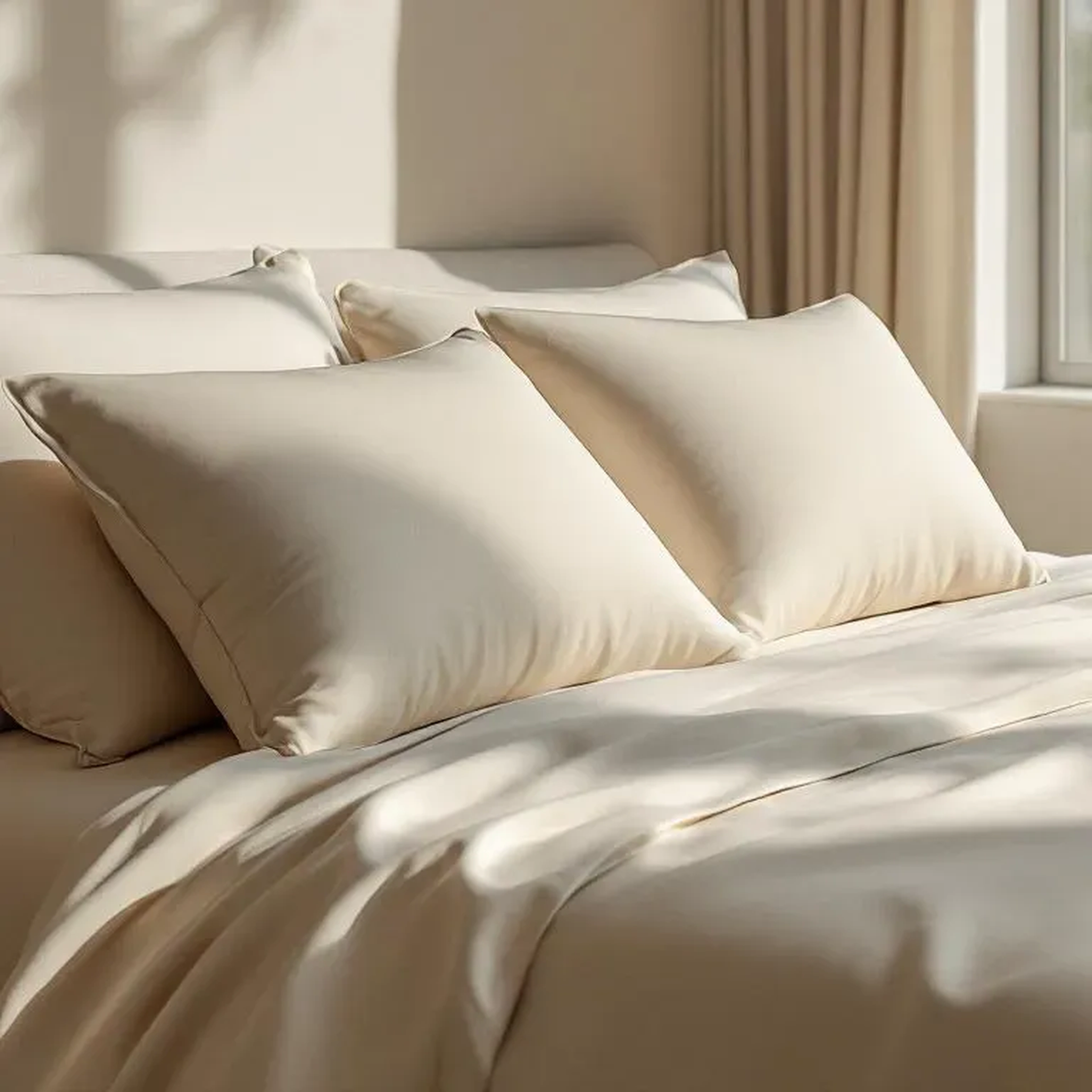 Qua Home Soho 200 TC Pamuk Perkal Yastık Kılıfı Bej