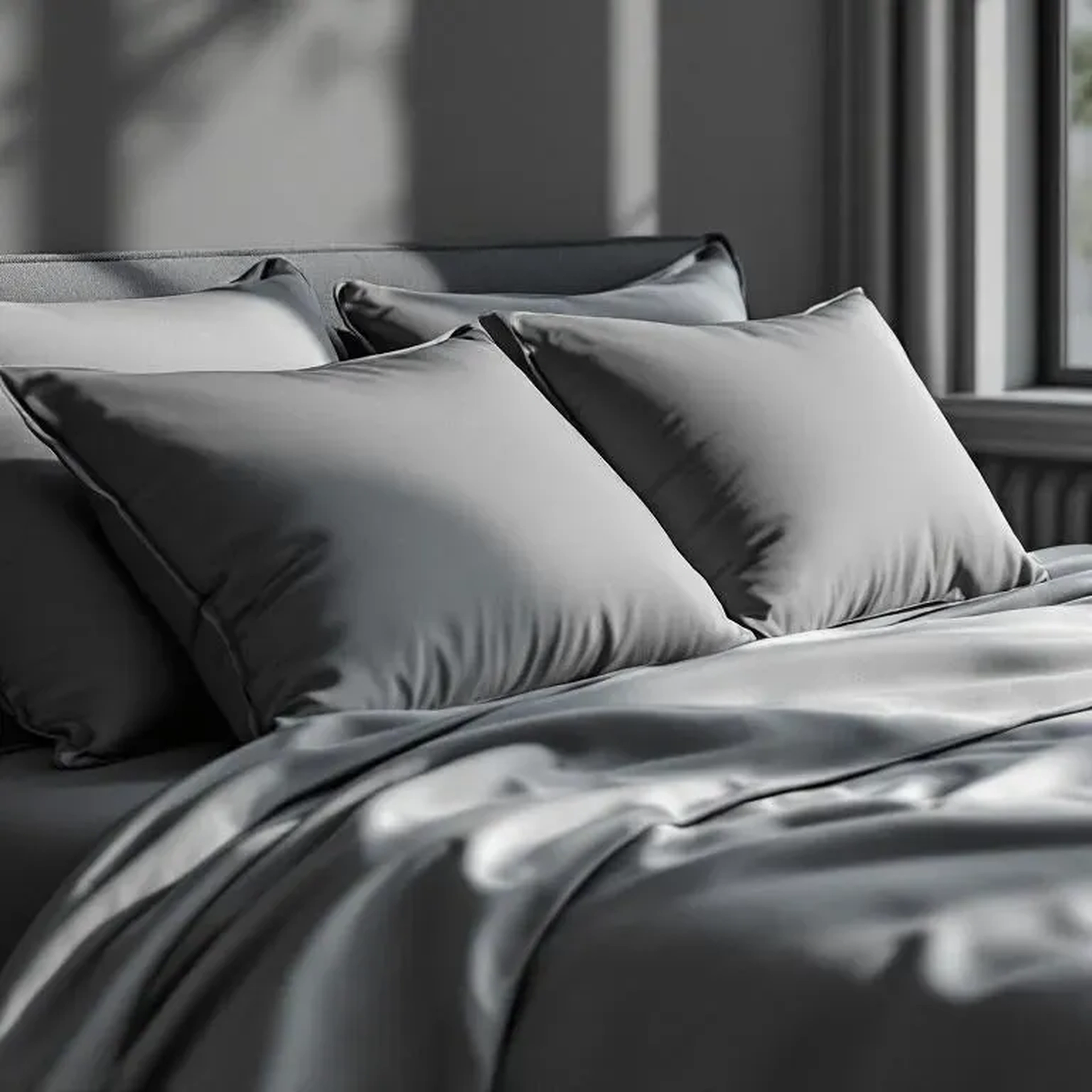 Qua Home Odin 300 TC Pamuk Saten Yastık Kılıfı Antrasit