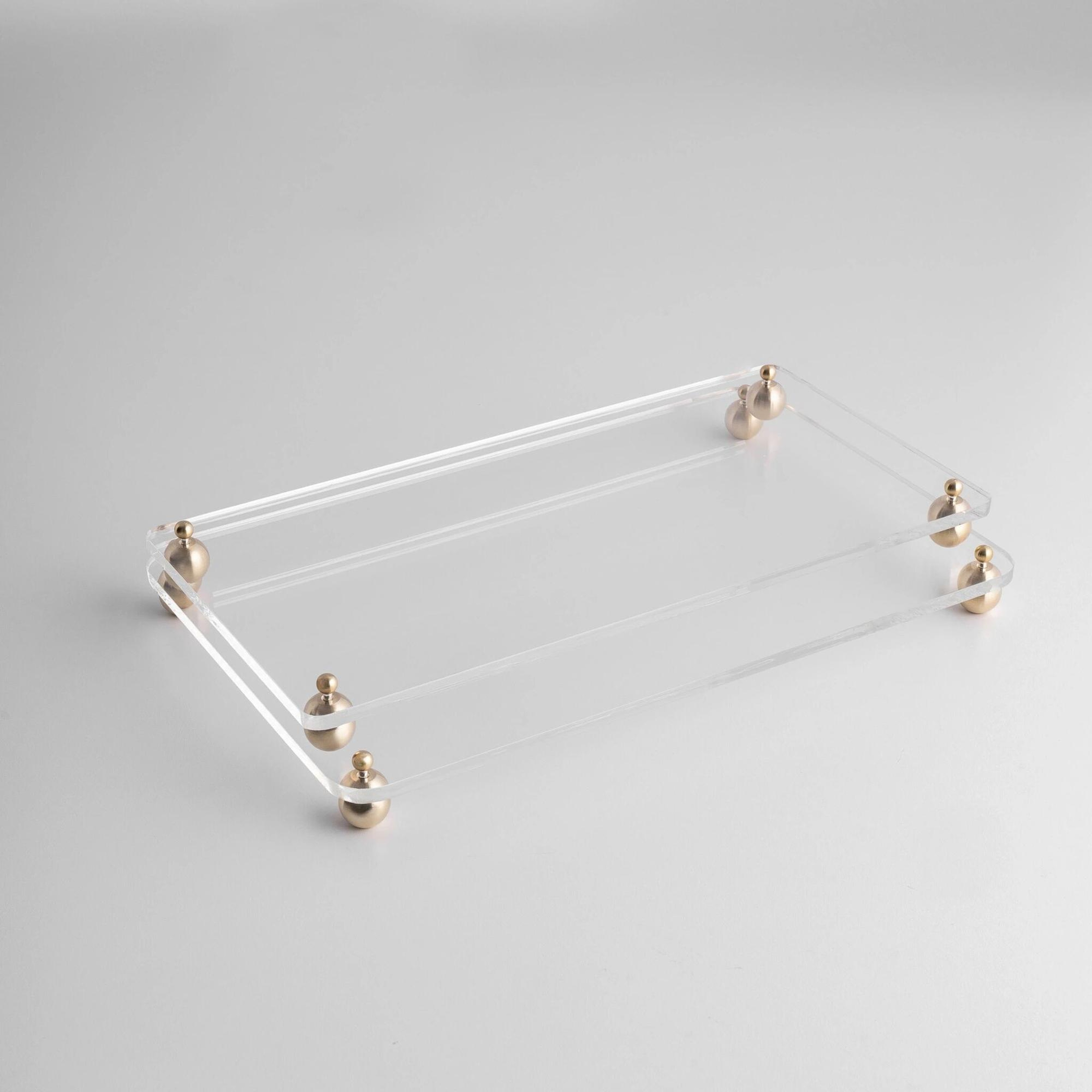 Qua Home Karis Pirinç Ayaklı Pleksi Jardinyer Şeffaf 40x20 cm