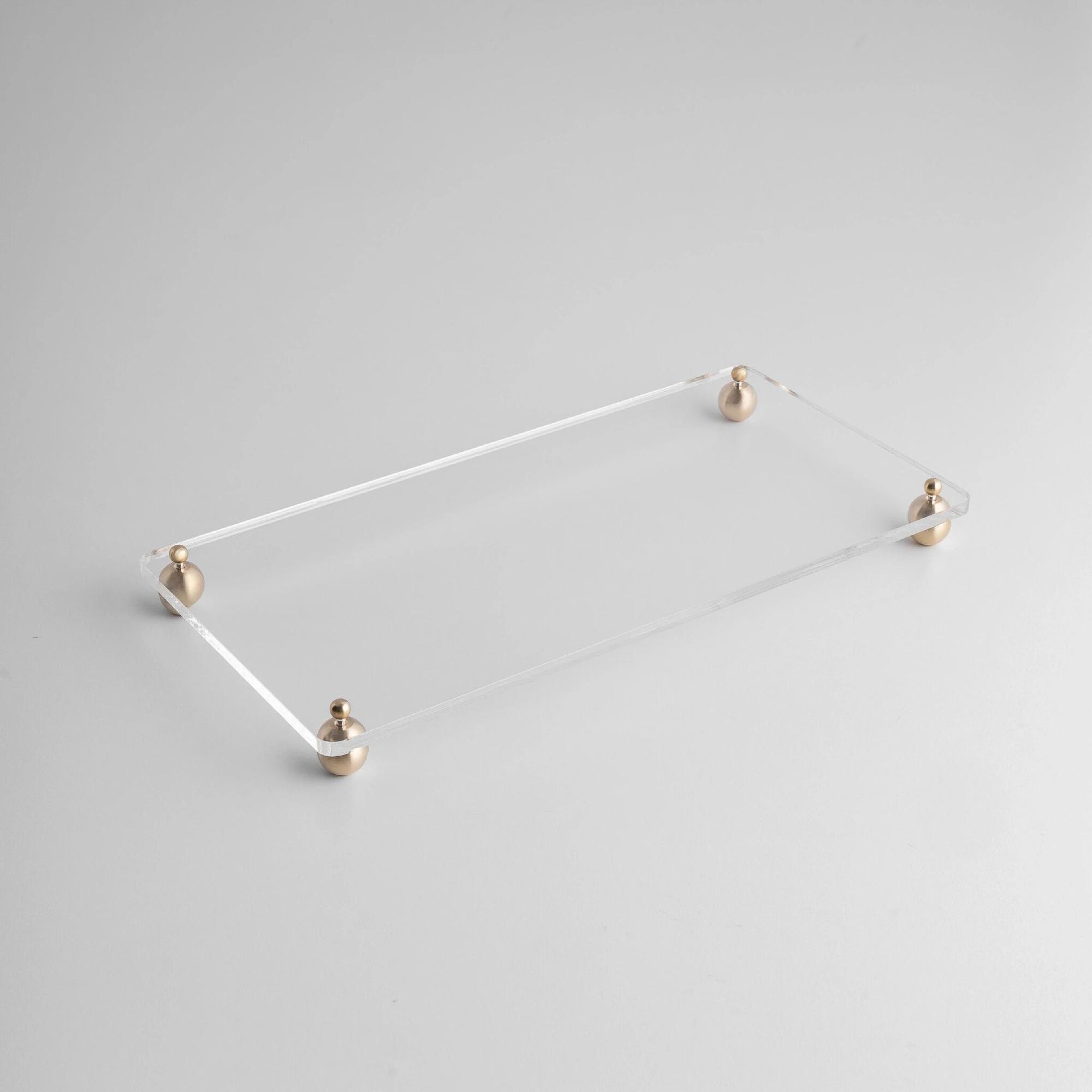 Qua Home Karis Pirinç Ayaklı Pleksi Jardinyer Şeffaf 40x20 cm