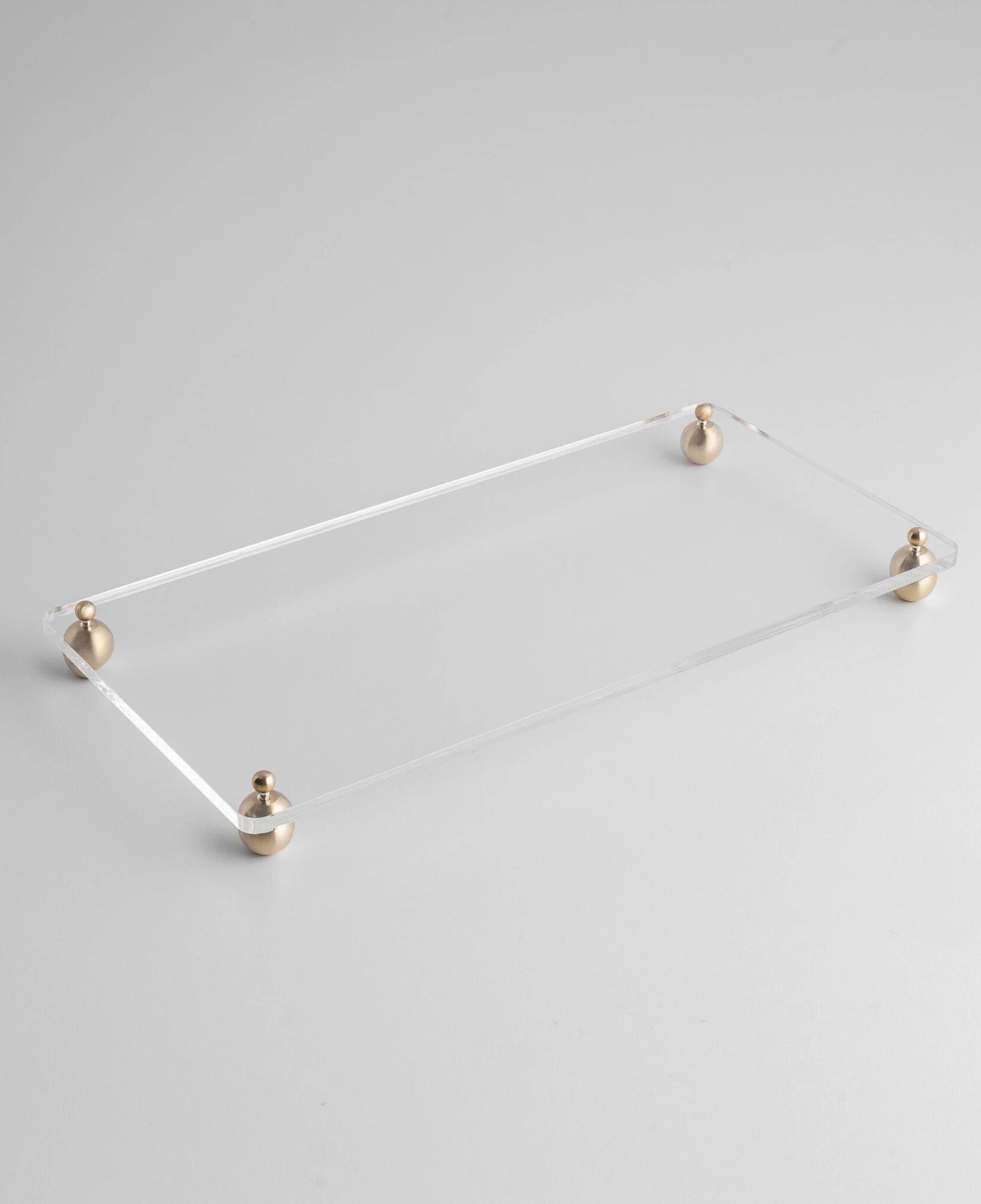 Qua Home Karis Pirinç Ayaklı Pleksi Jardinyer Şeffaf 40x20 cm