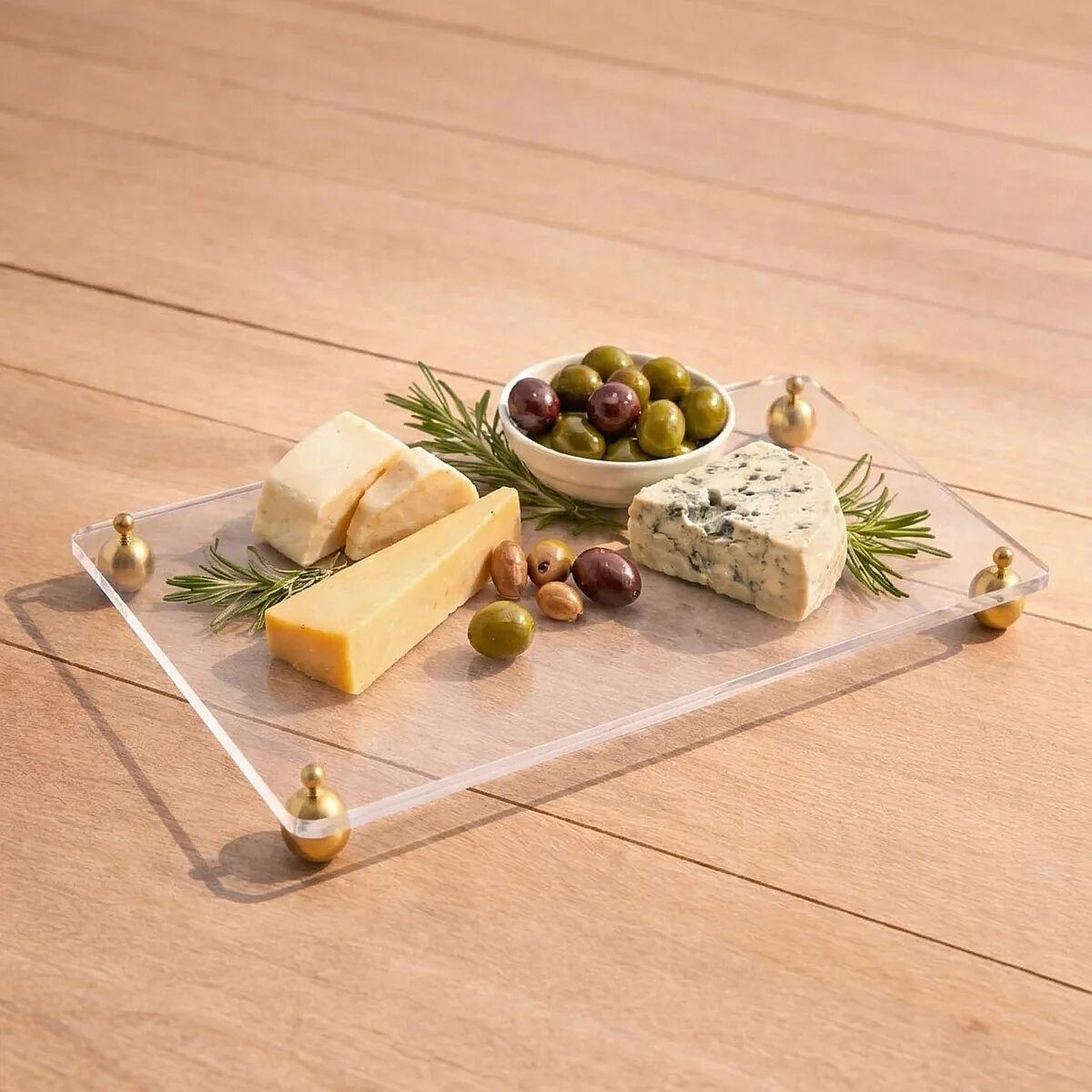 Qua Home Karis Pirinç Ayaklı Pleksi Jardinyer Şeffaf 40x20 cm