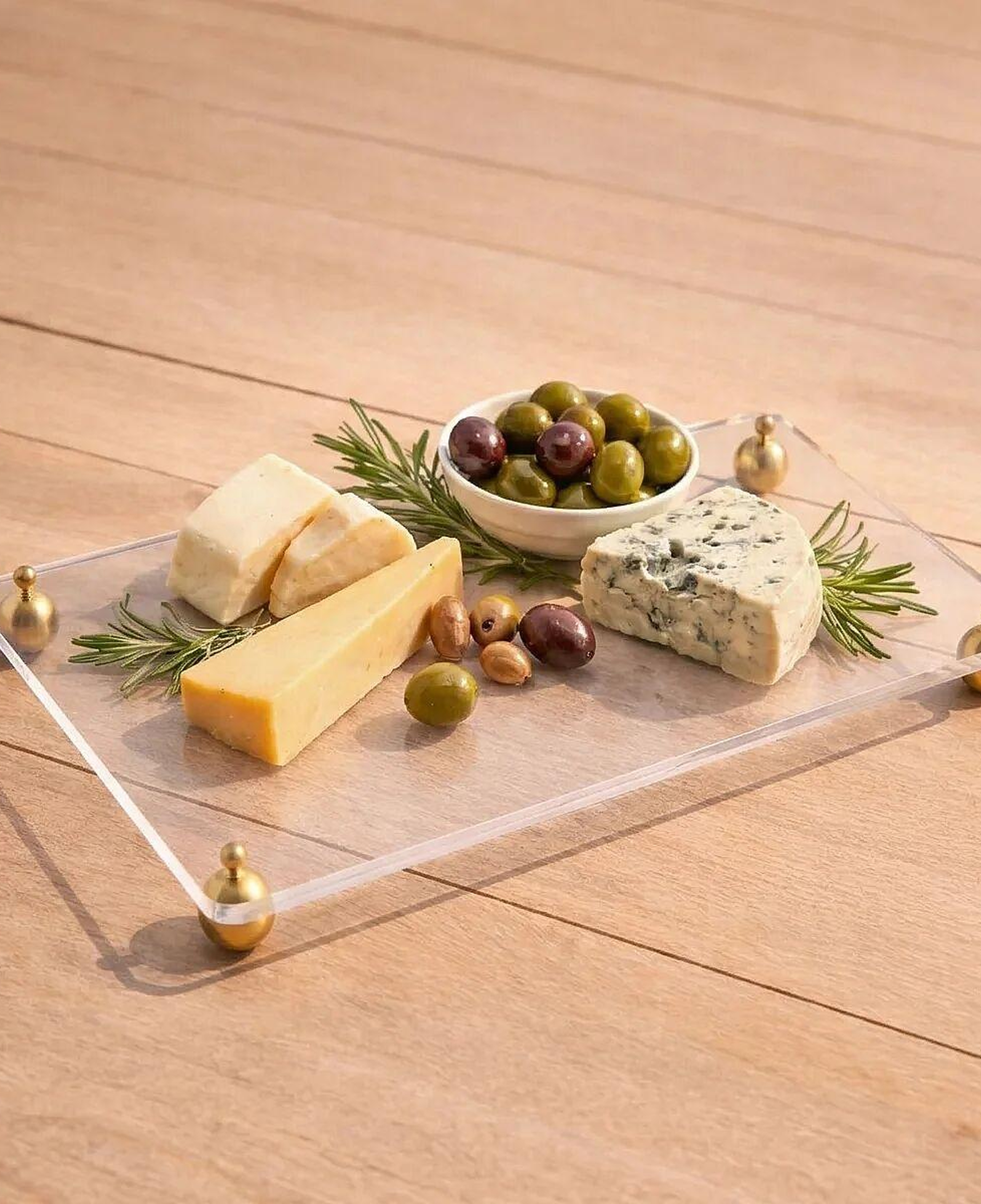 Qua Home Karis Pirinç Ayaklı Pleksi Jardinyer Şeffaf 40x20 cm