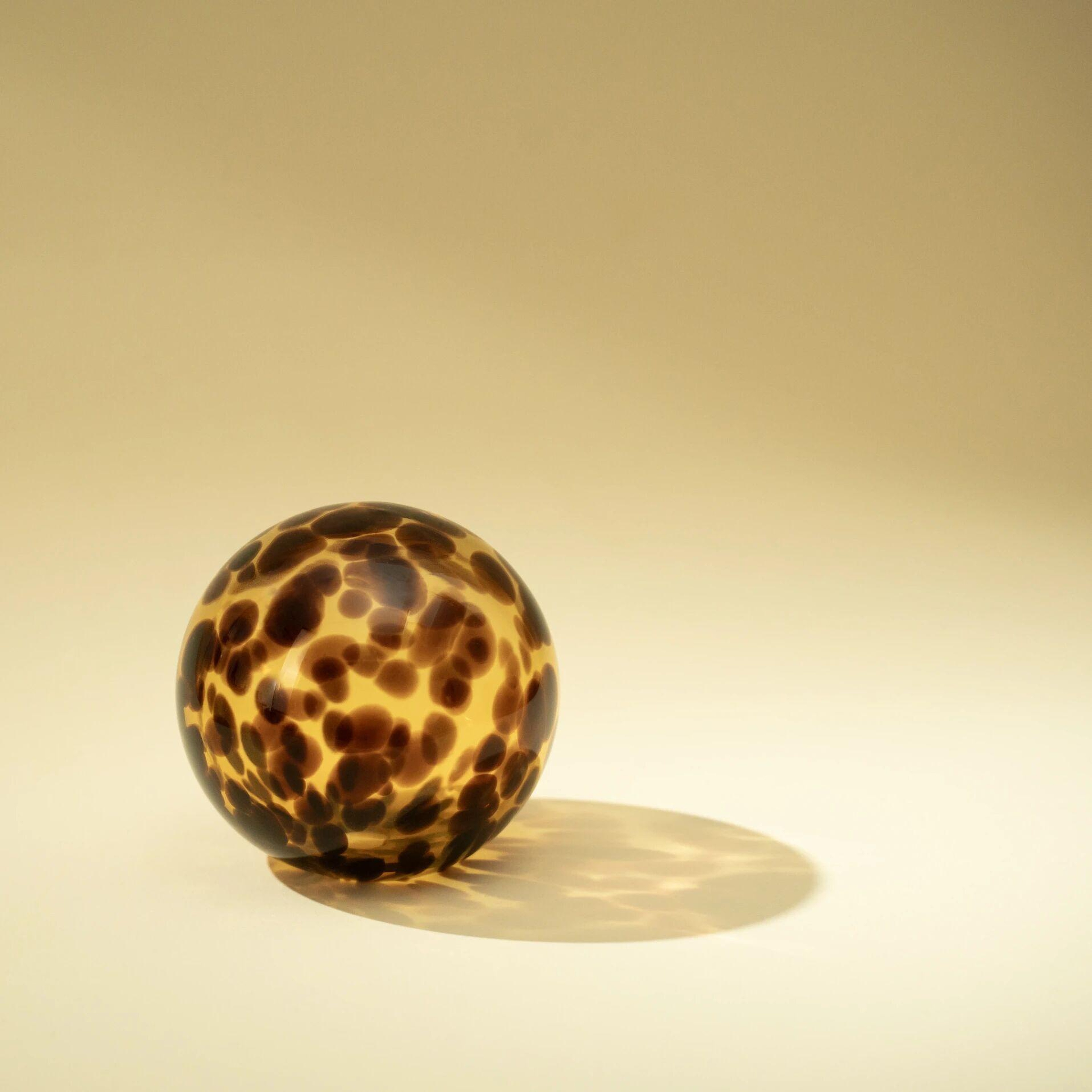 Qua Home Elio Sarı Kahverengi Dekoratif Cam Top