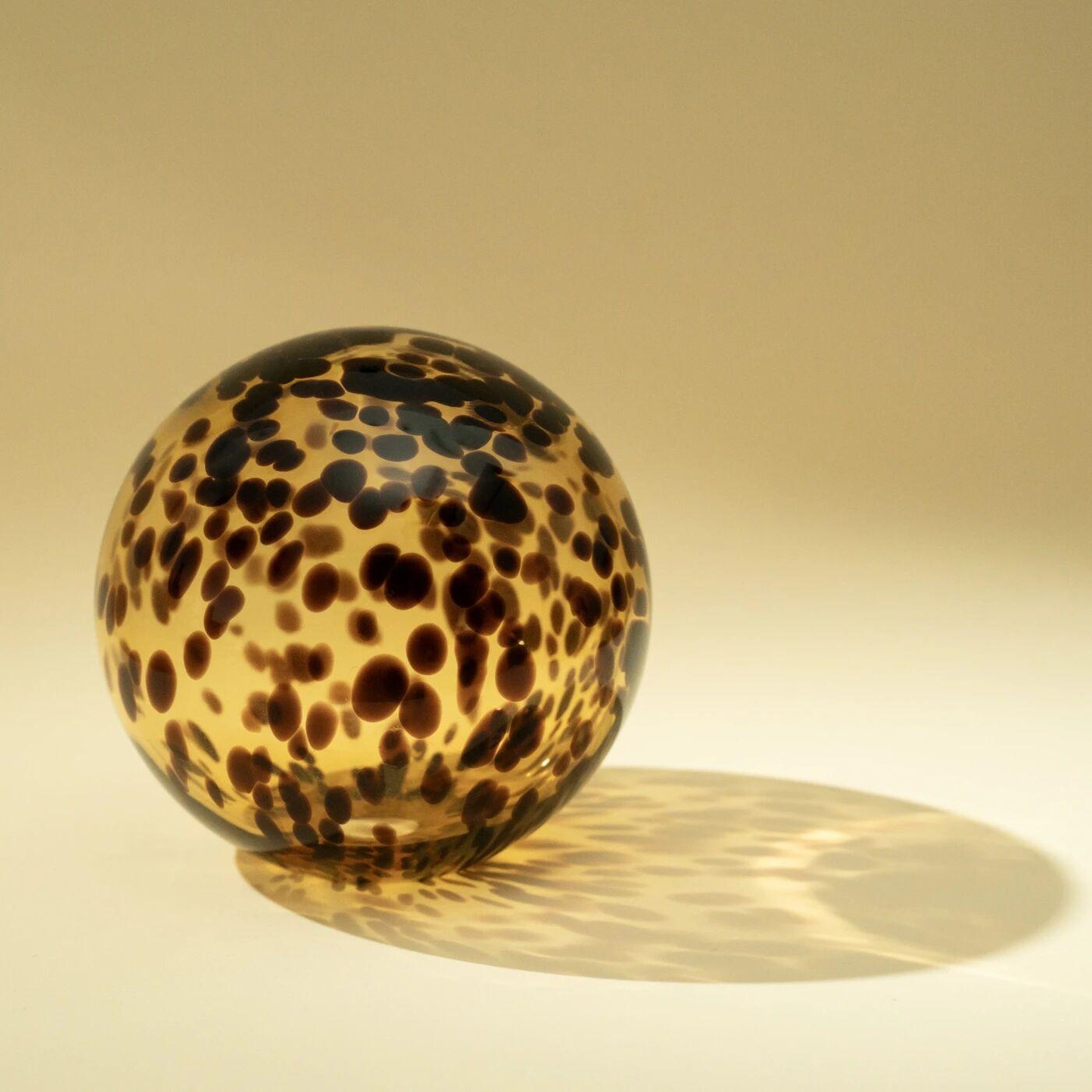 Qua Home Elio Sarı Kahverengi Dekoratif Cam Top