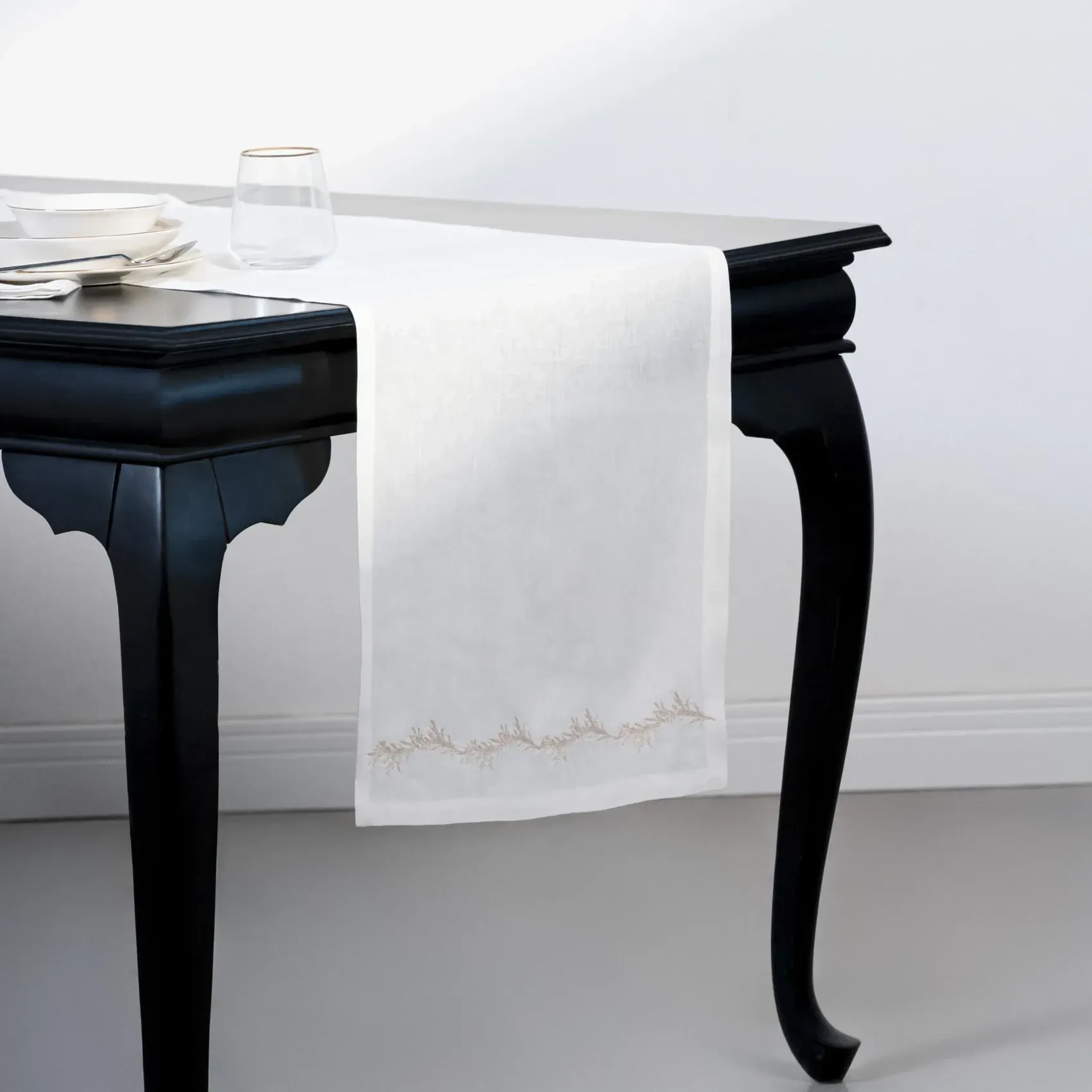 Qua Home Petite % 100 Keten Beyaz Runner 45x150 cm