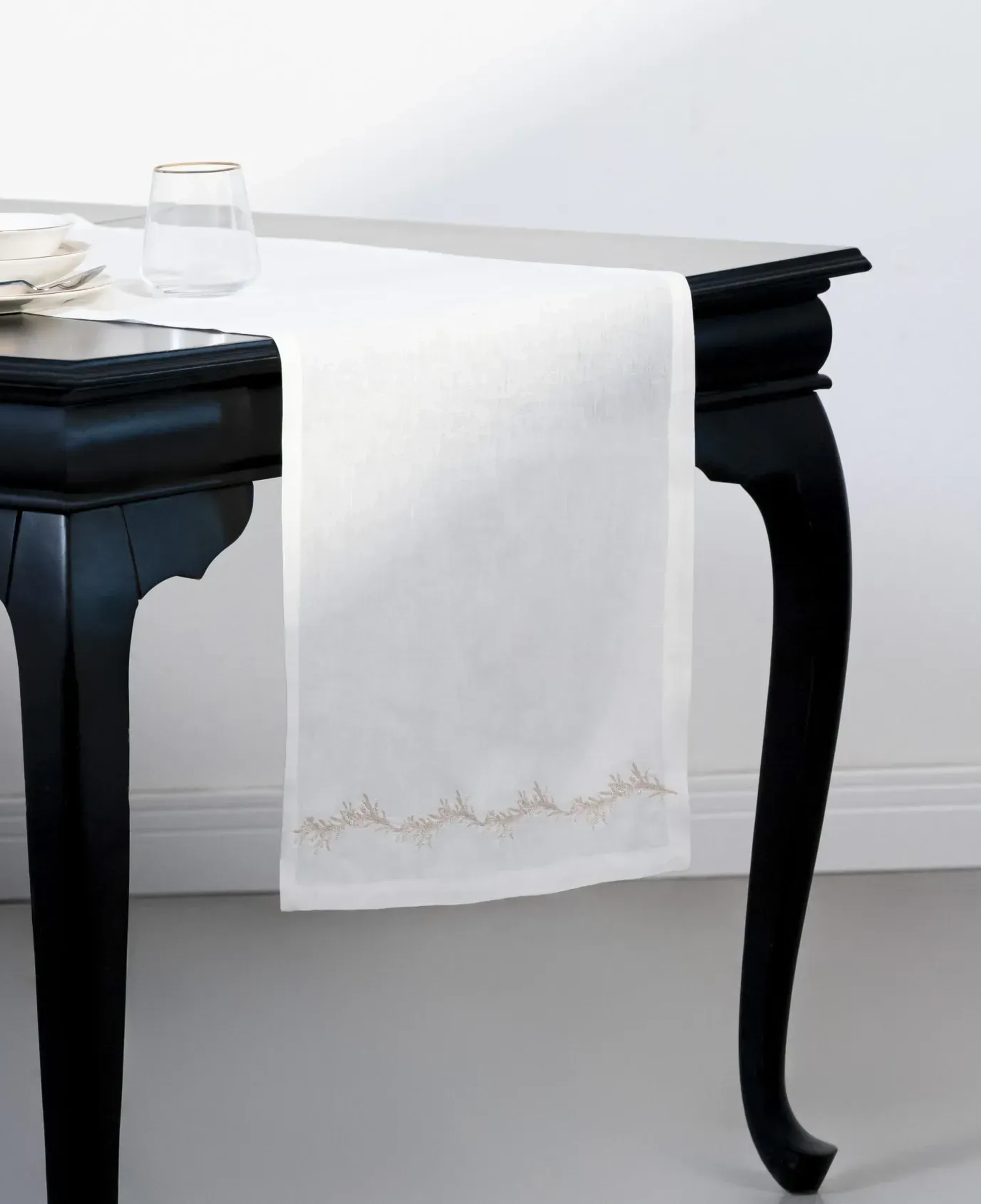 Qua Home Petite % 100 Keten Beyaz Runner 45x150 cm