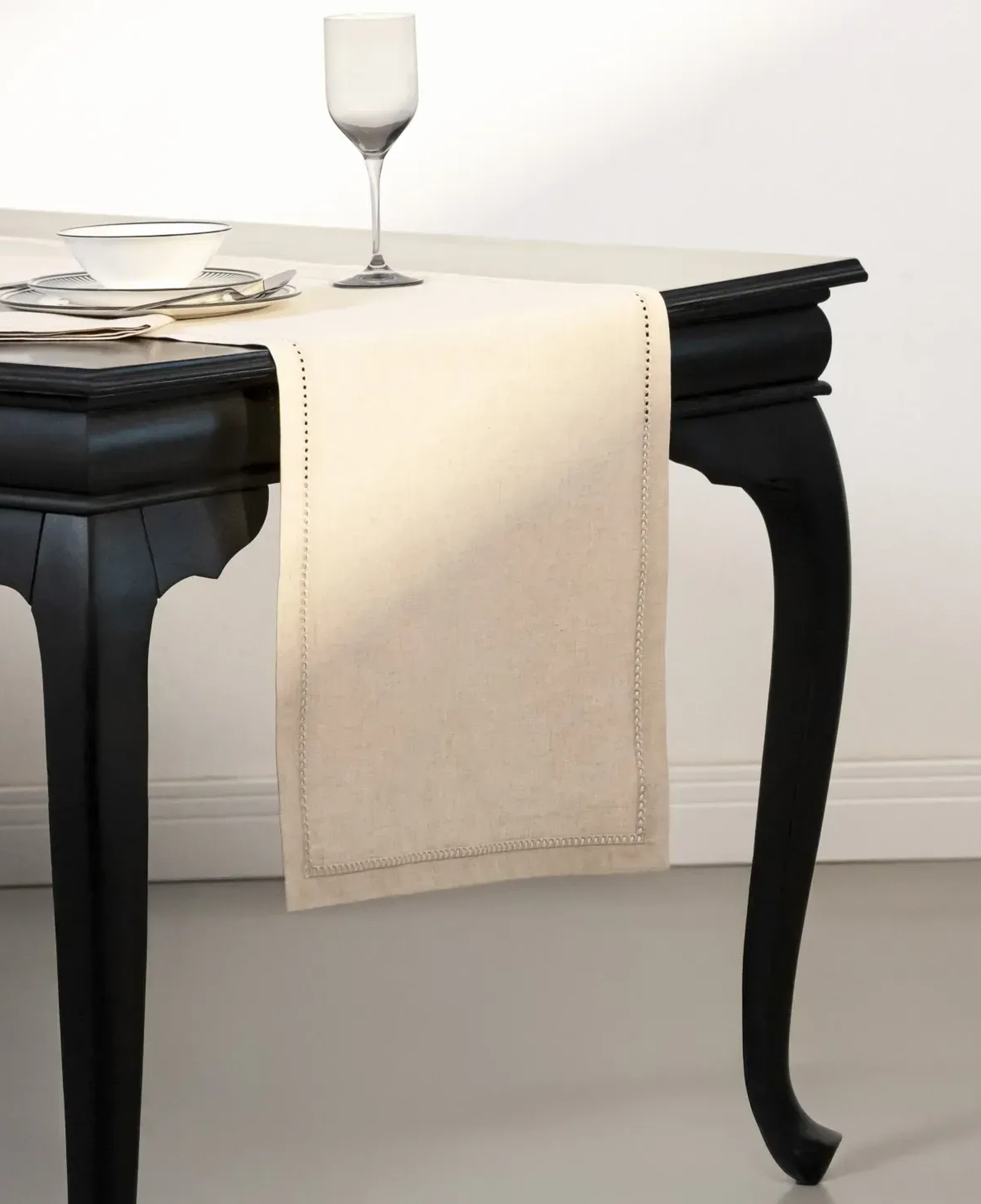 Qua Home Natura Pamuk Keten Ajur Detaylı Runner Ekru