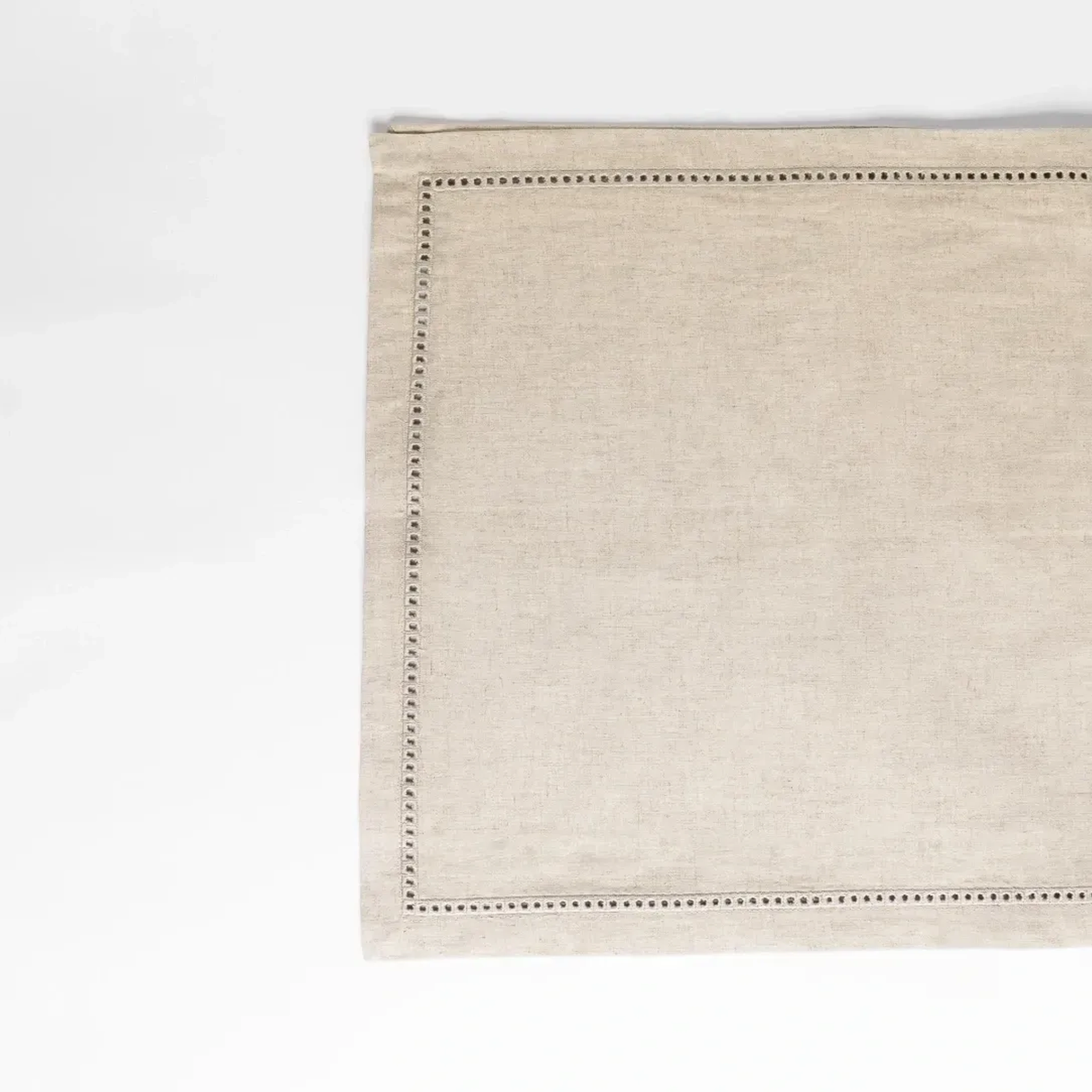 Qua Home Natura Pamuk Keten Ajur Detaylı Runner Ekru