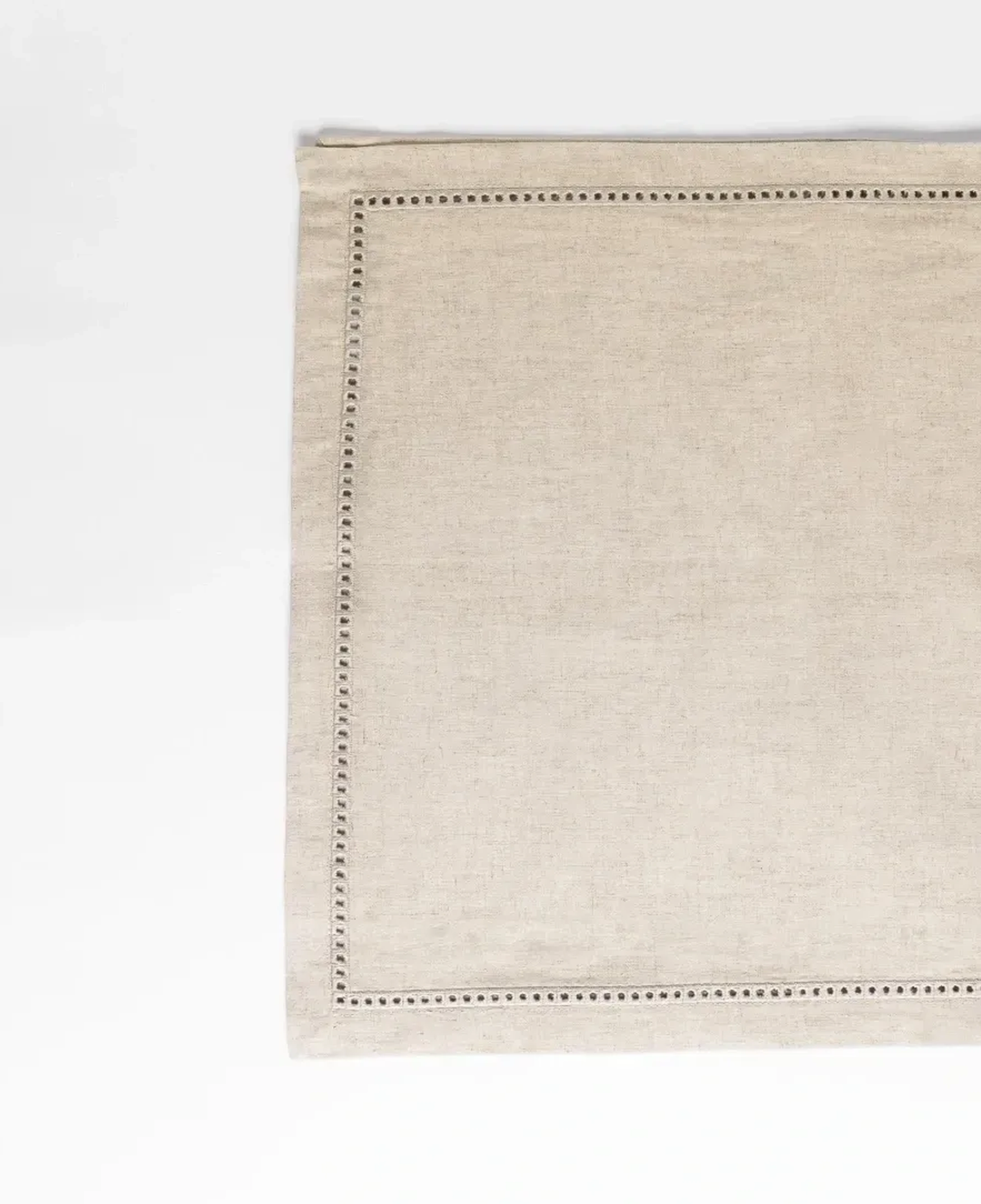 Qua Home Natura Pamuk Keten Ajur Detaylı Runner Ekru