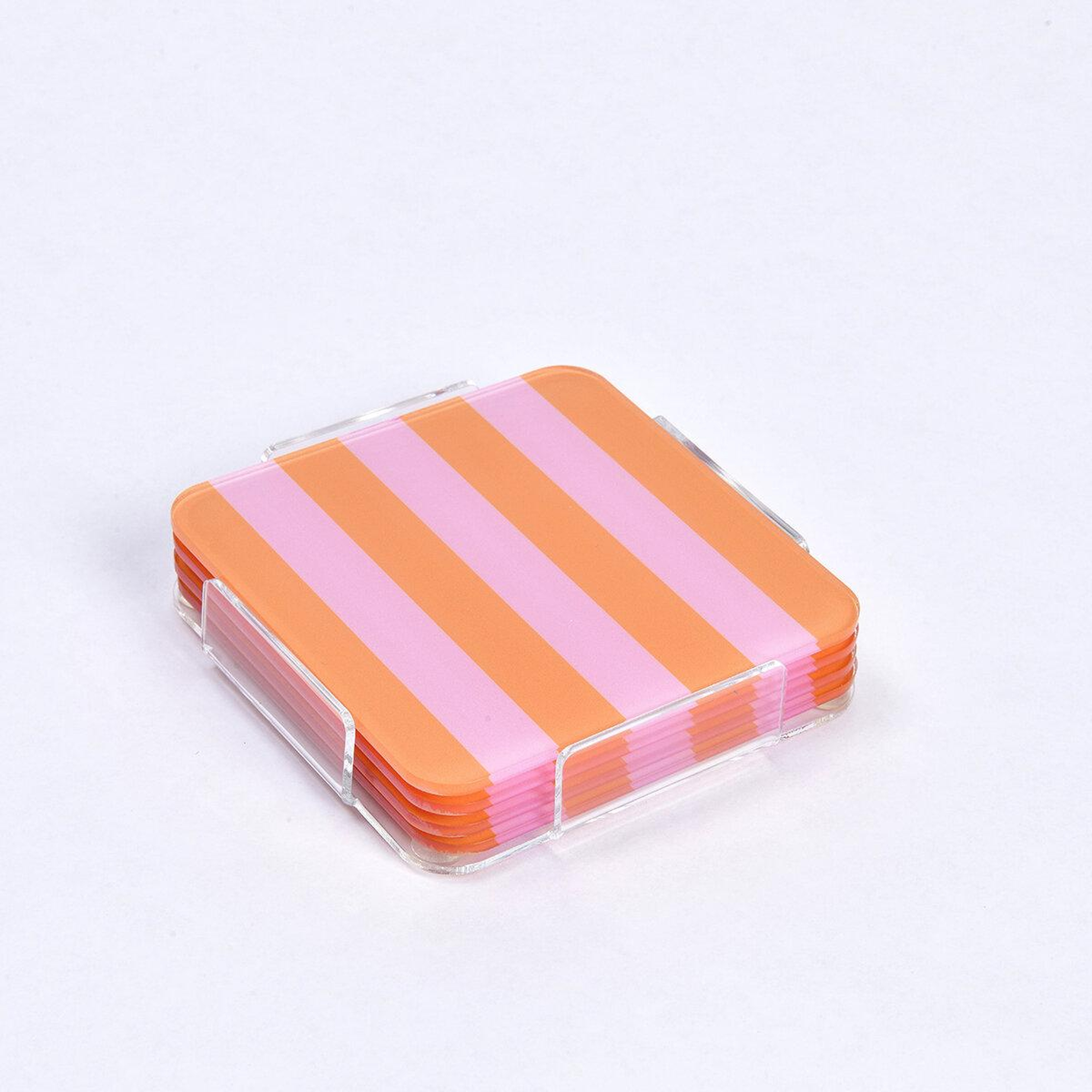 Qua Home Olea Pleksi Çizgili Turuncu Bardak Altlığı 4'lü