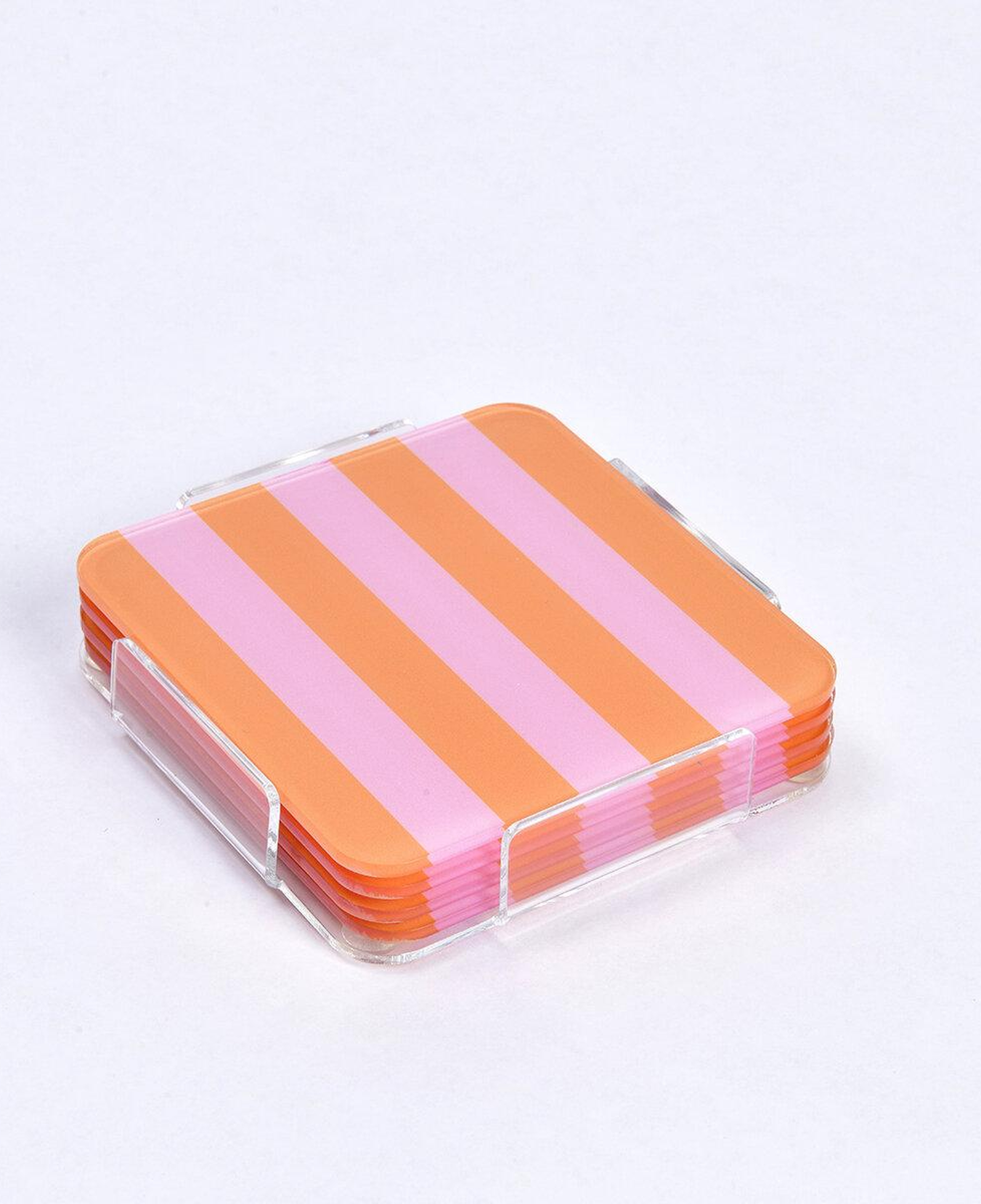 Qua Home Olea Pleksi Çizgili Turuncu Bardak Altlığı 4'lü