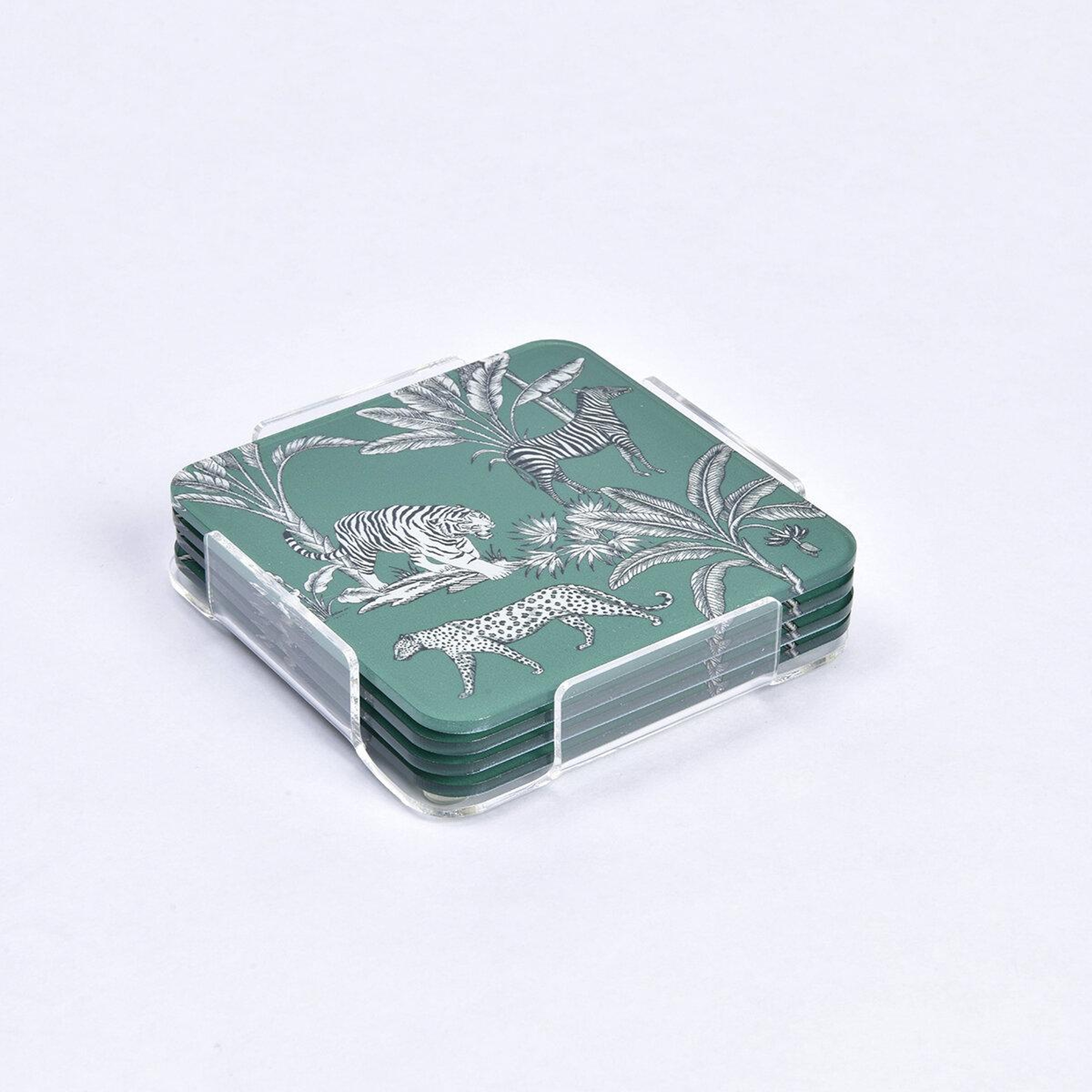 Qua Home Jungle Pleksi Zebra Yeşil Bardak Altlığı 4' lü