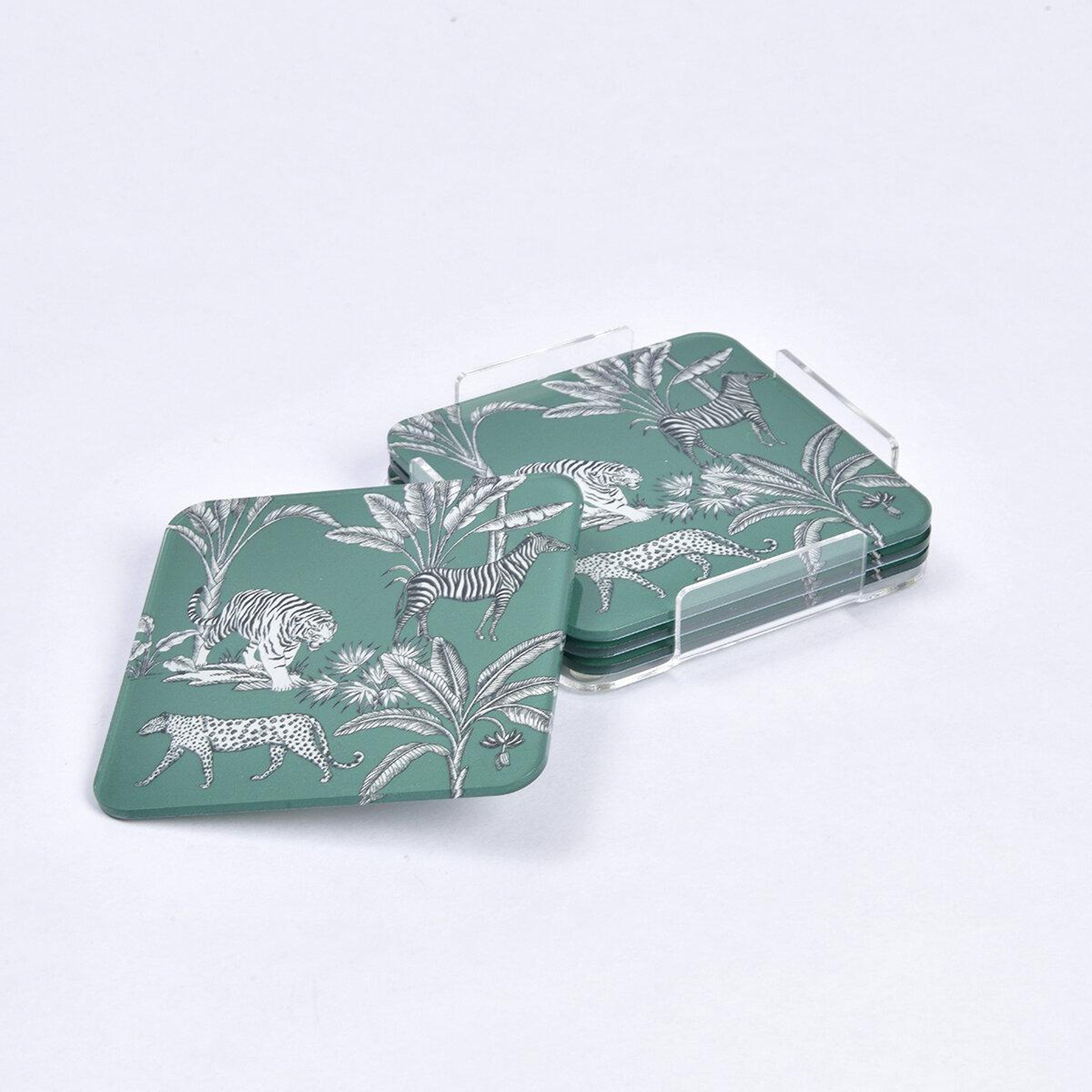 Qua Home Jungle Pleksi Zebra Yeşil Bardak Altlığı 4' lü