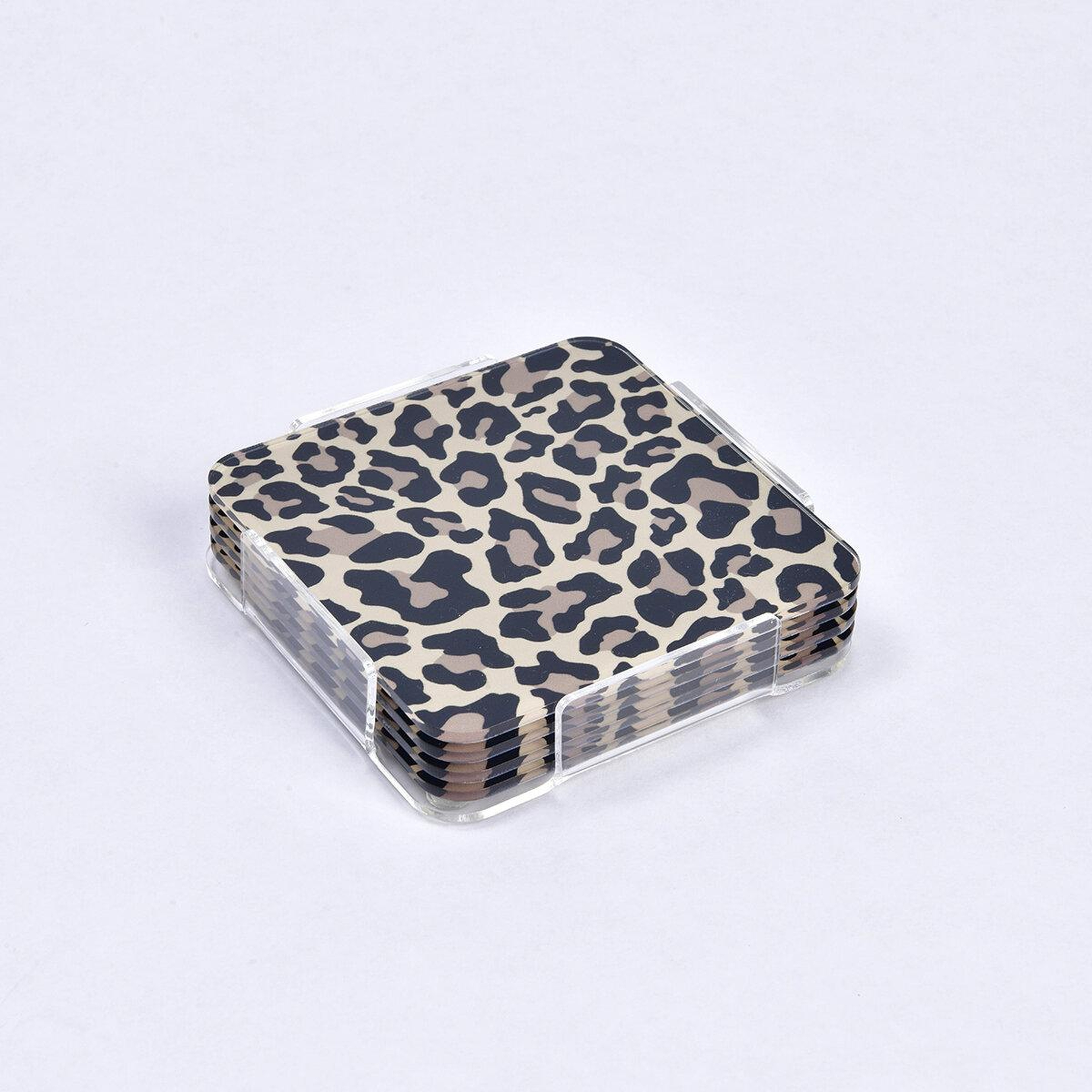 Qua Home Leora Pleksi Leopar Siyah Bardak Altlığı 4' lü