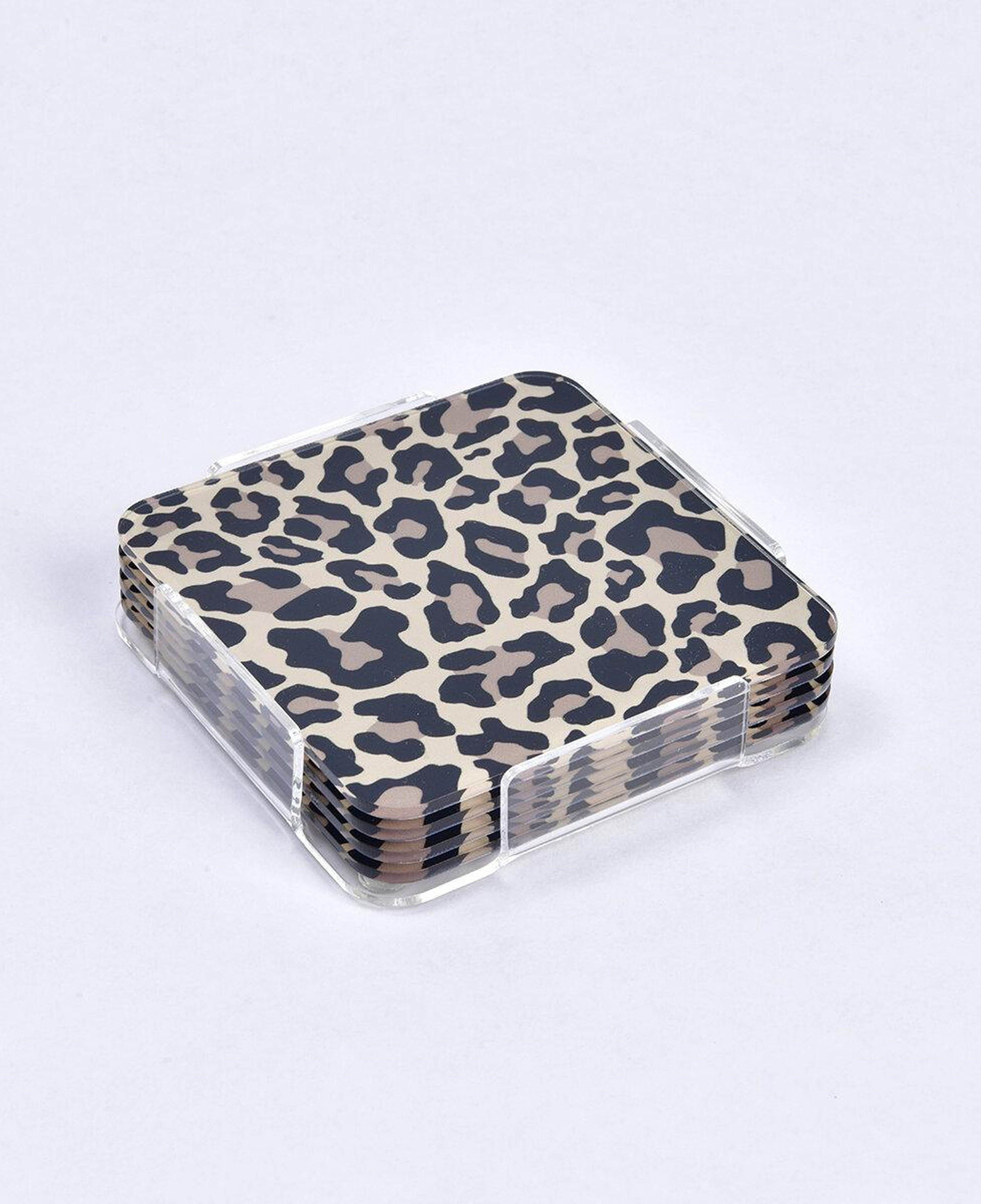 Qua Home Leora Pleksi Leopar Siyah Bardak Altlığı 4' lü