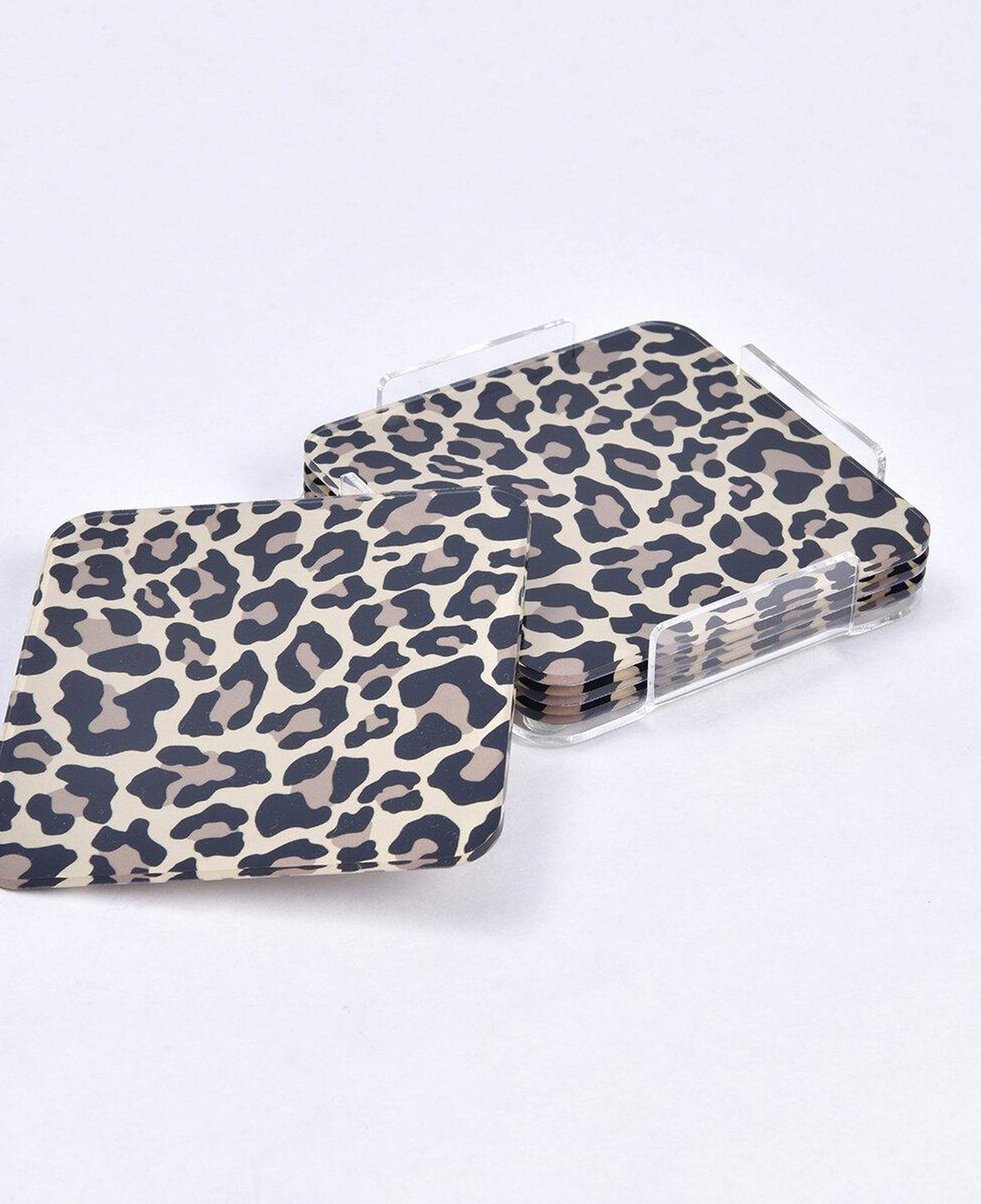 Qua Home Leora Pleksi Leopar Siyah Bardak Altlığı 4' lü