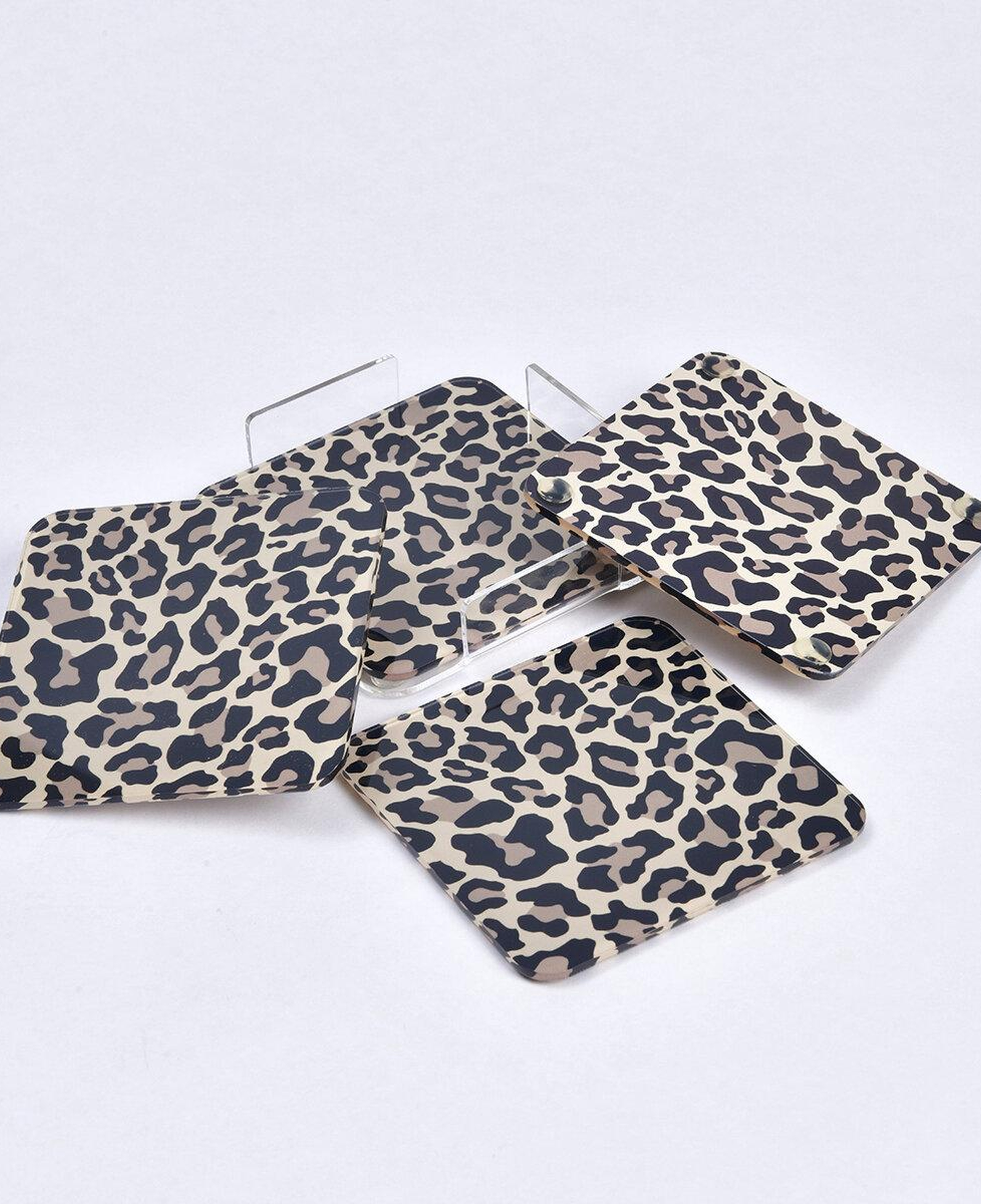 Qua Home Leora Pleksi Leopar Siyah Bardak Altlığı 4' lü