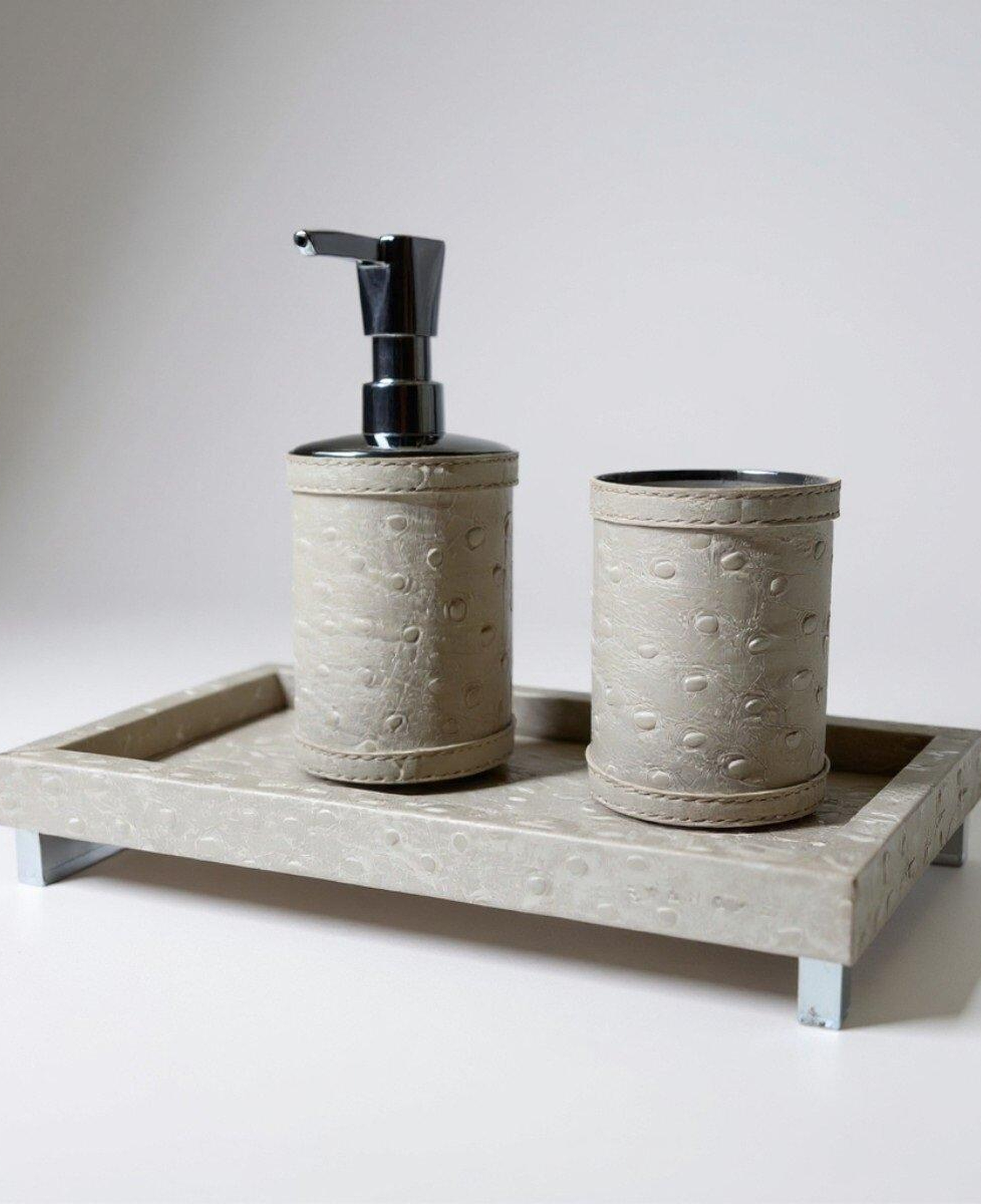 Qua Home Slvie Deri Sabunluk Seti Bej