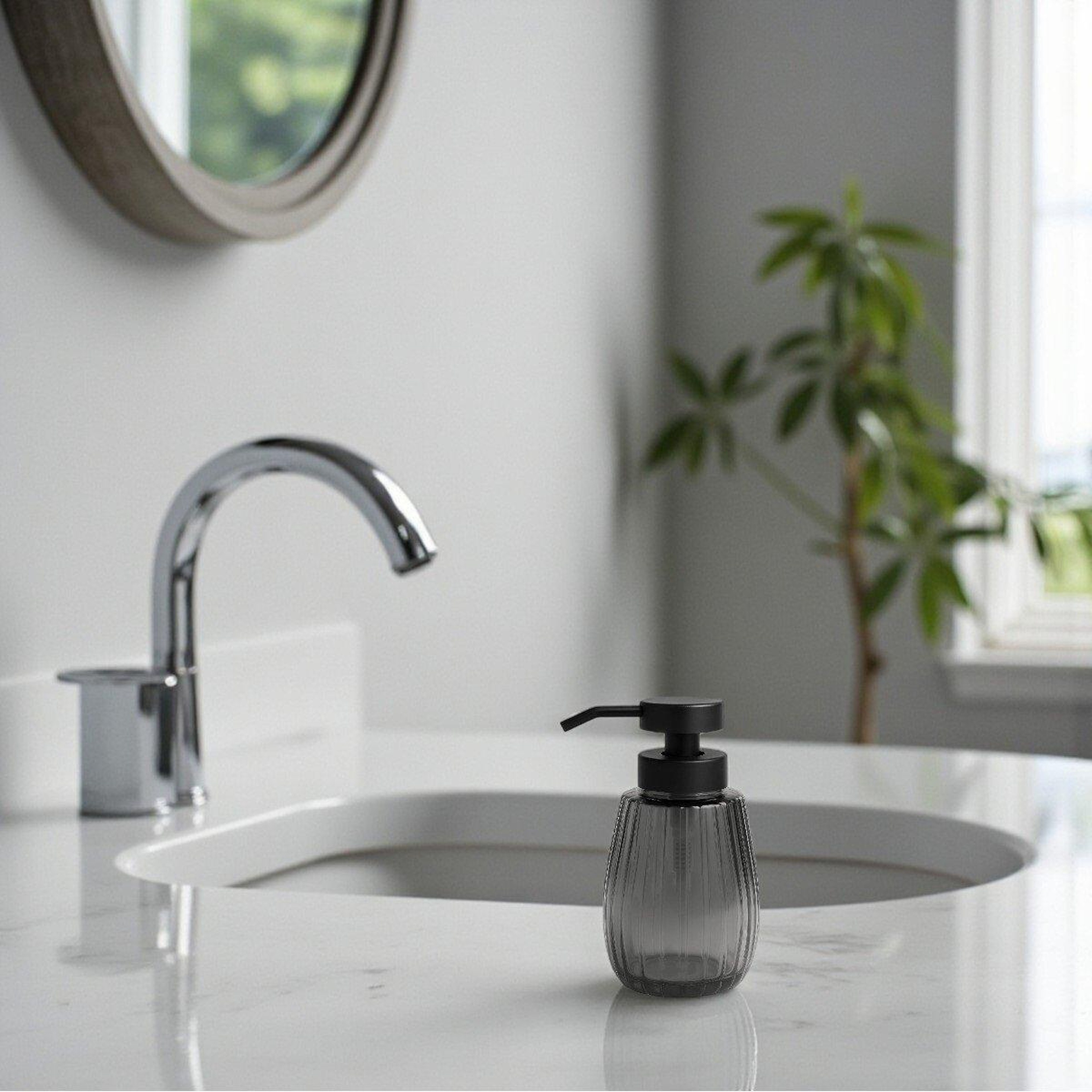 Qua Home Marisel Cam Sıvı Sabunluk Antrasit