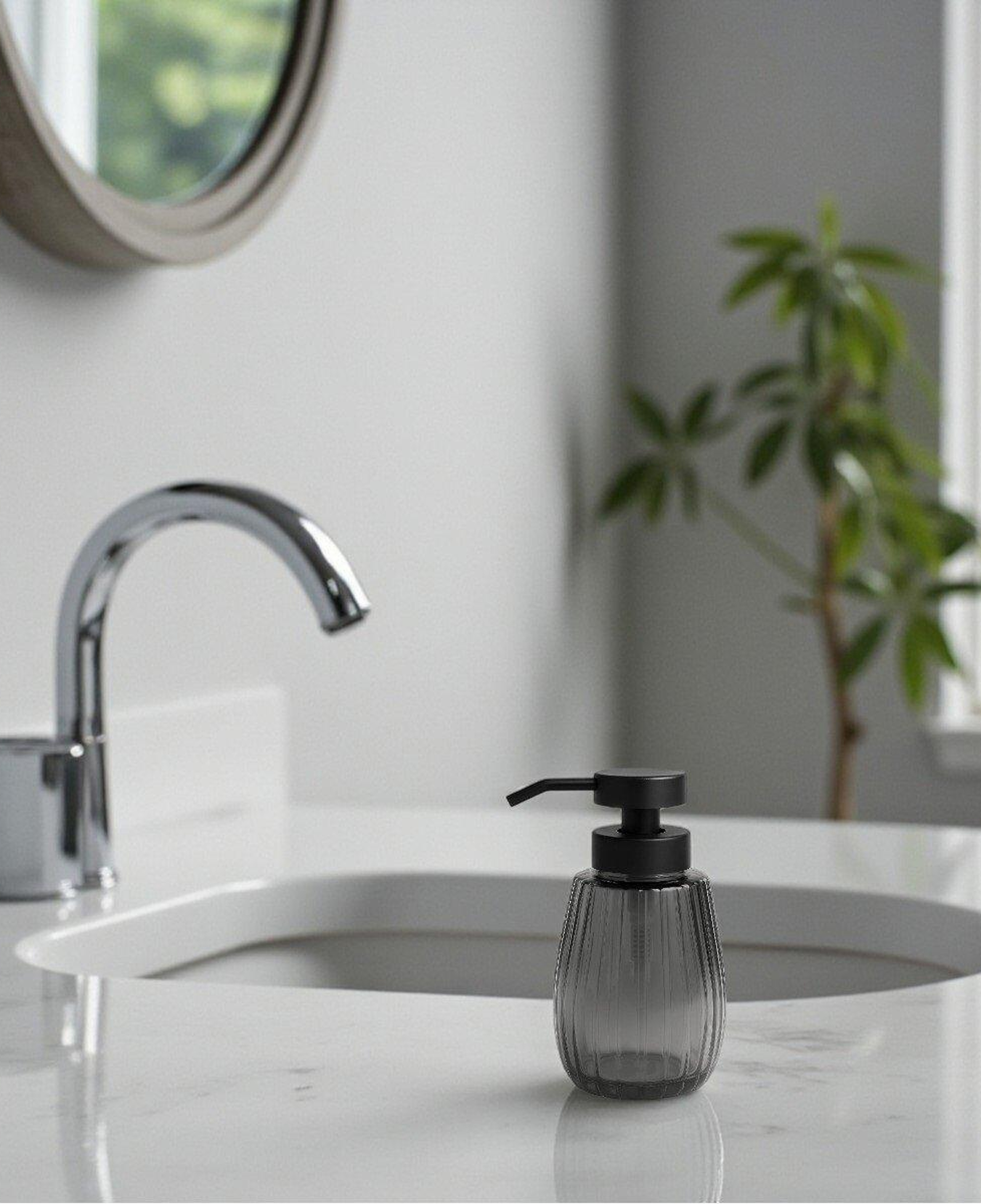 Qua Home Marisel Cam Sıvı Sabunluk Antrasit