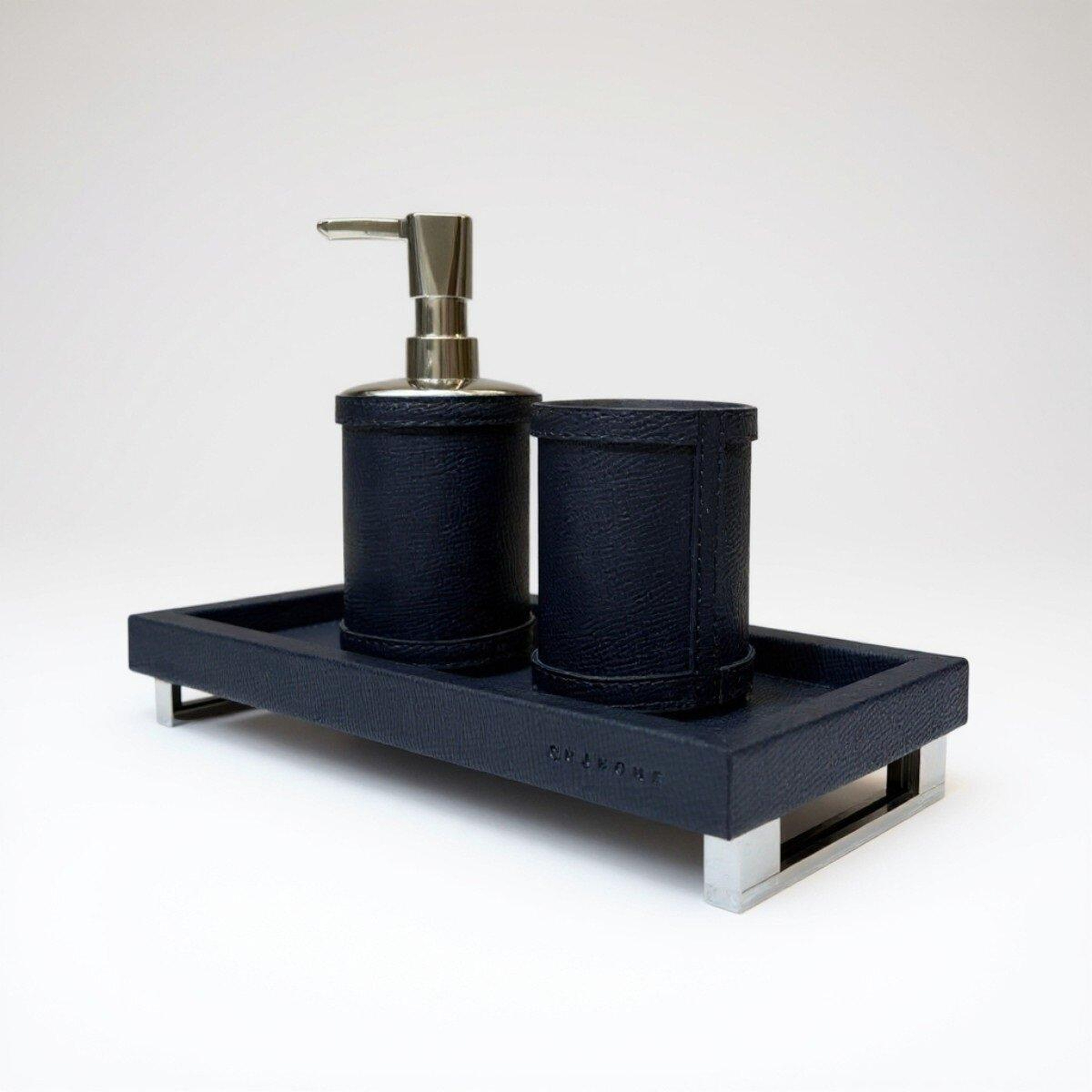 Qua Home Slvie Deri Sabunluk Seti Lacivert