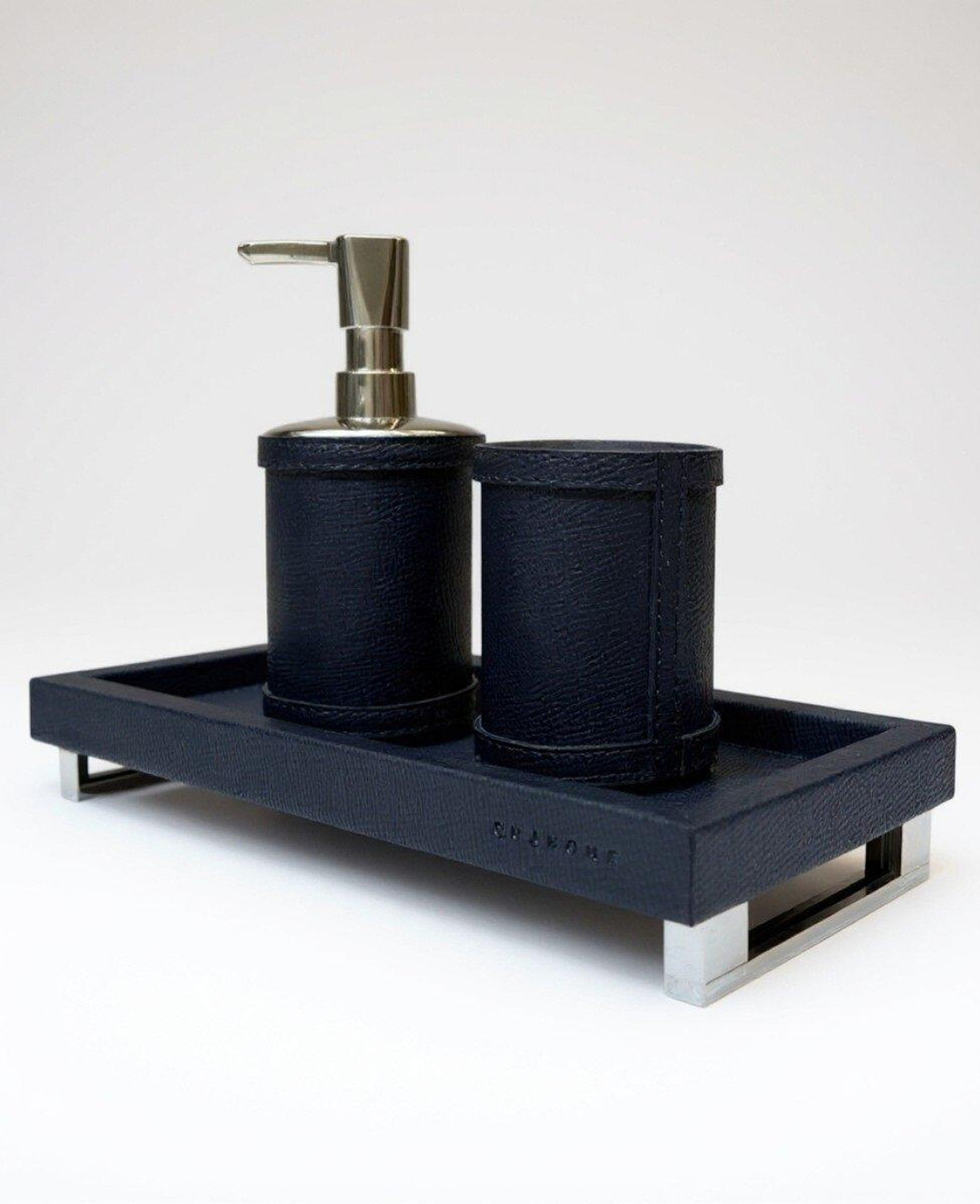 Qua Home Slvie Deri Sabunluk Seti Lacivert