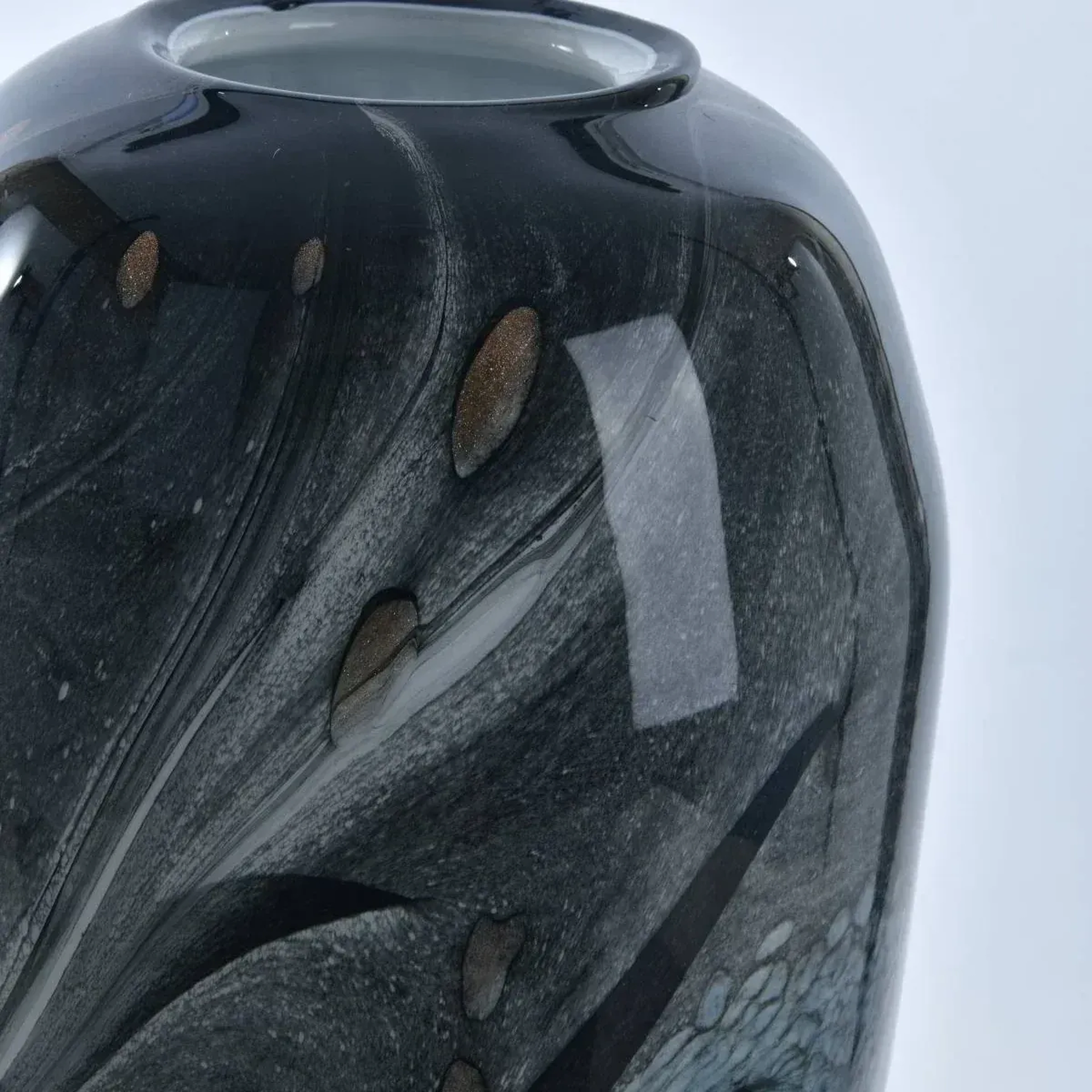 Bern Mavi Gri El Yapımı Cam Vazo