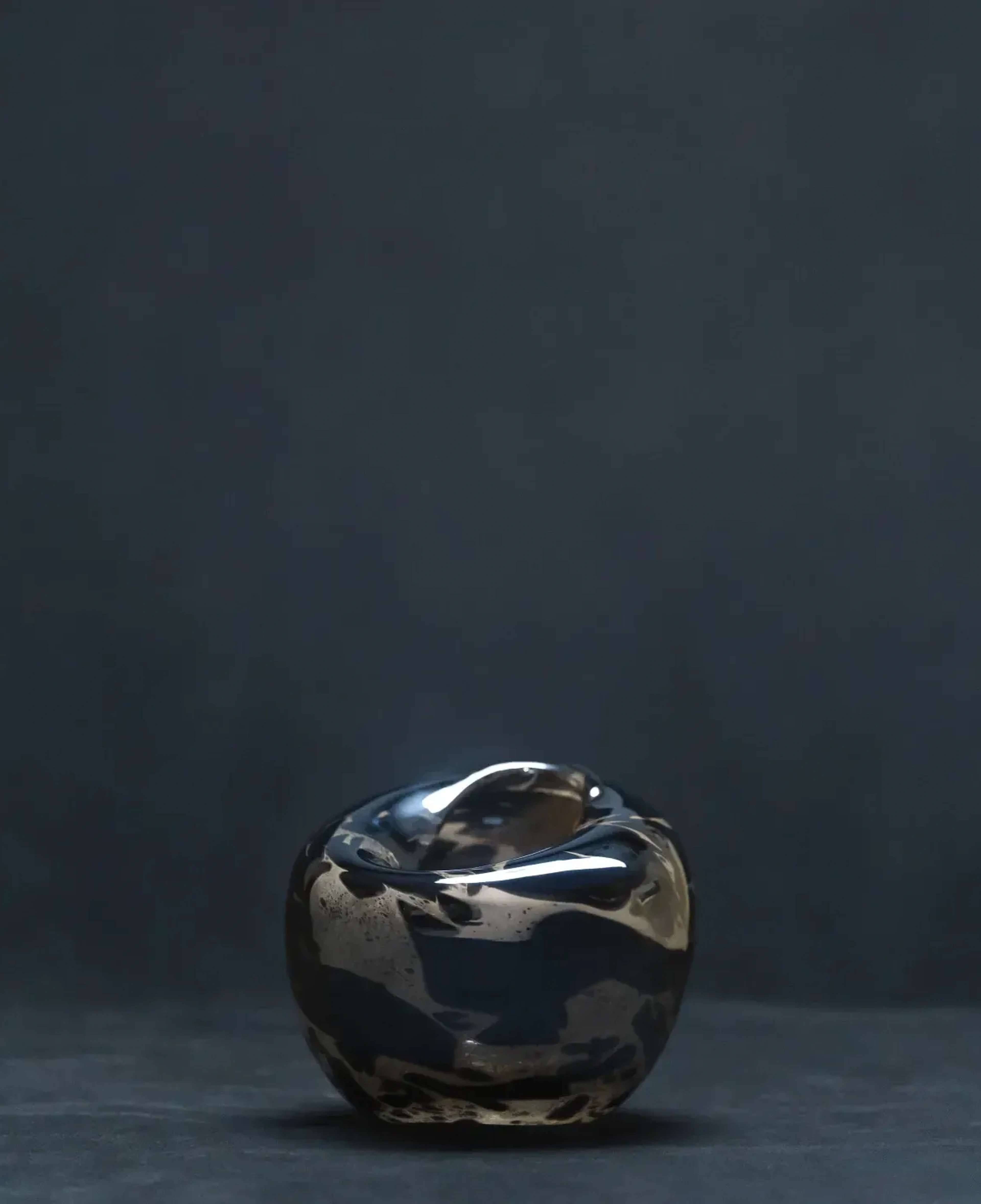 Zoe Siyah Gri El Yapımı Cam Vazo