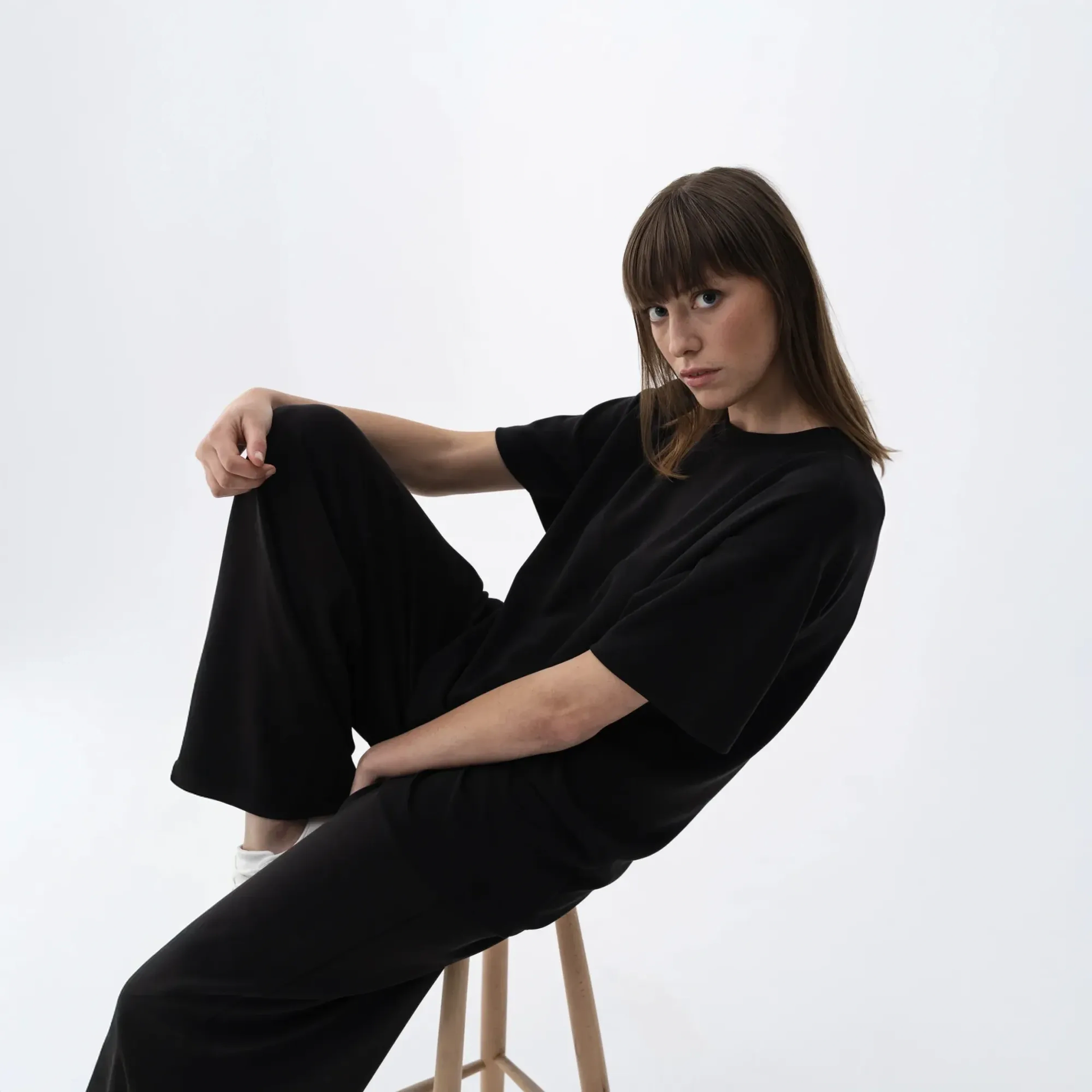 Noa Kadın Modal Wide Leg Pantolon Siyah