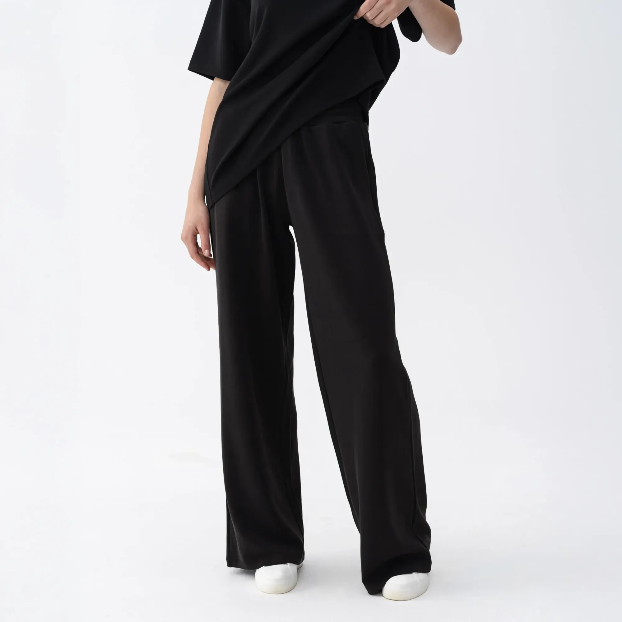 Noa Kadın Modal Wide Leg Pantolon Siyah