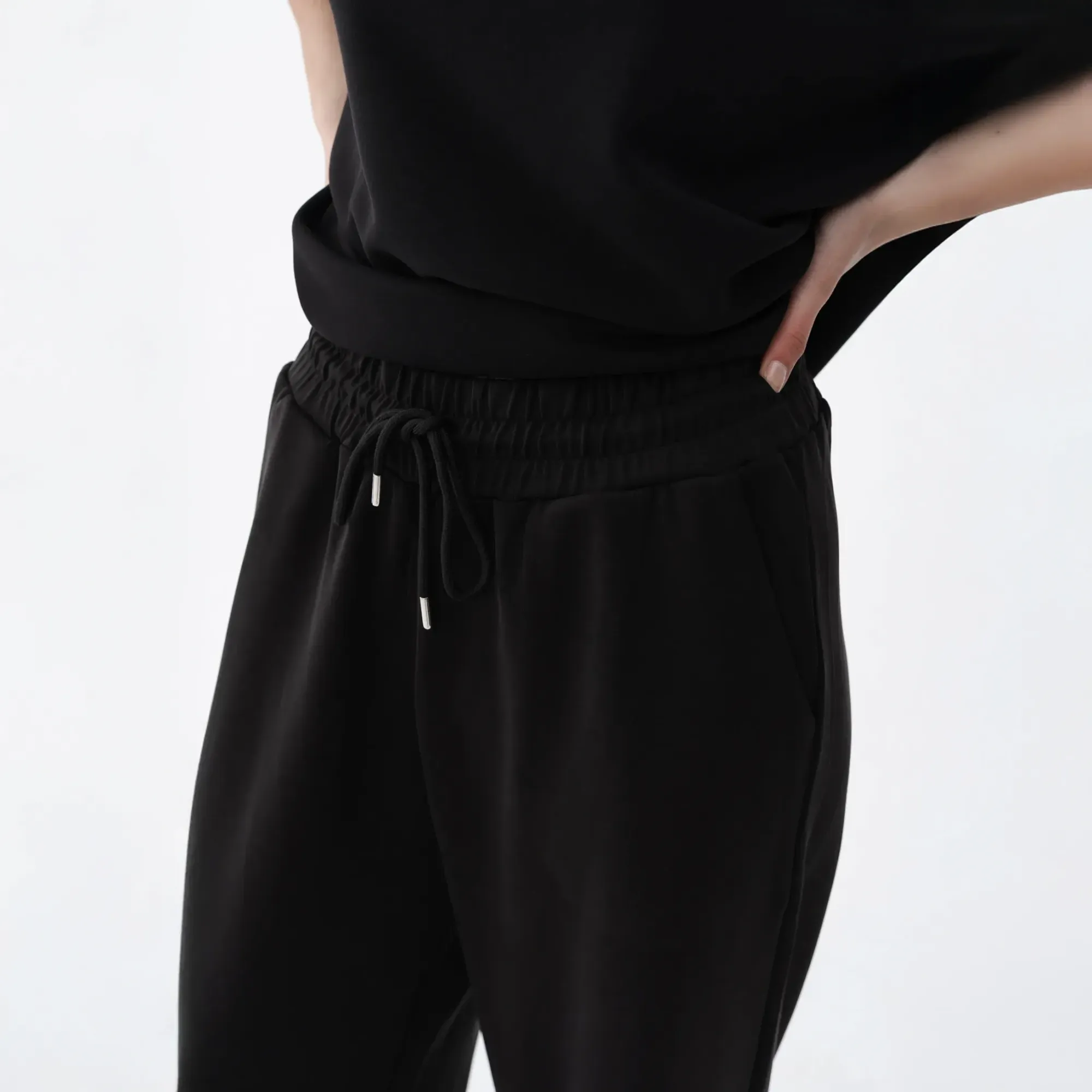 Noa Kadın Modal Wide Leg Pantolon Siyah